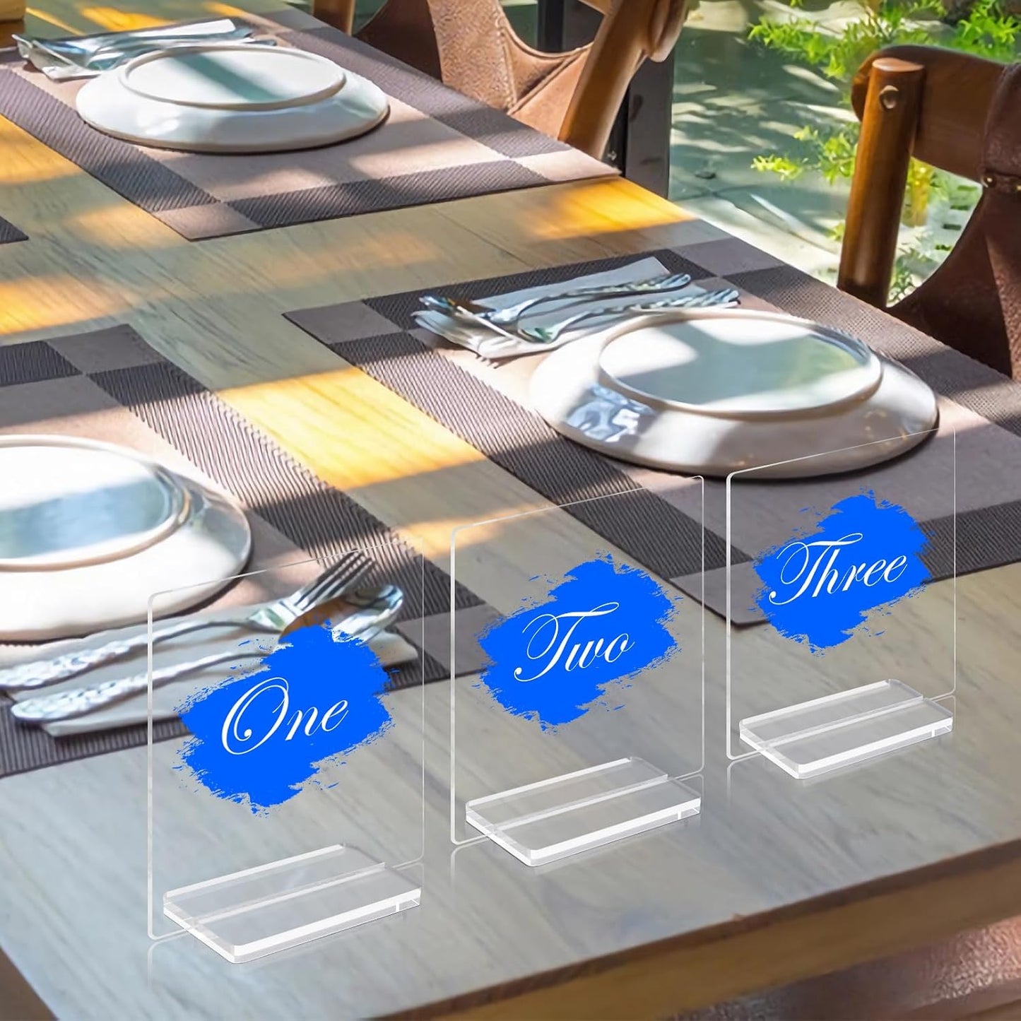 4" Clear Acrylic Sign Stand, 3mm Slots Wedding Table Number Holder, Angular Smooth Acrylic Place Card Holder, Suitable for Wedding, Exhibition, Party, Hotel (12 Pack)