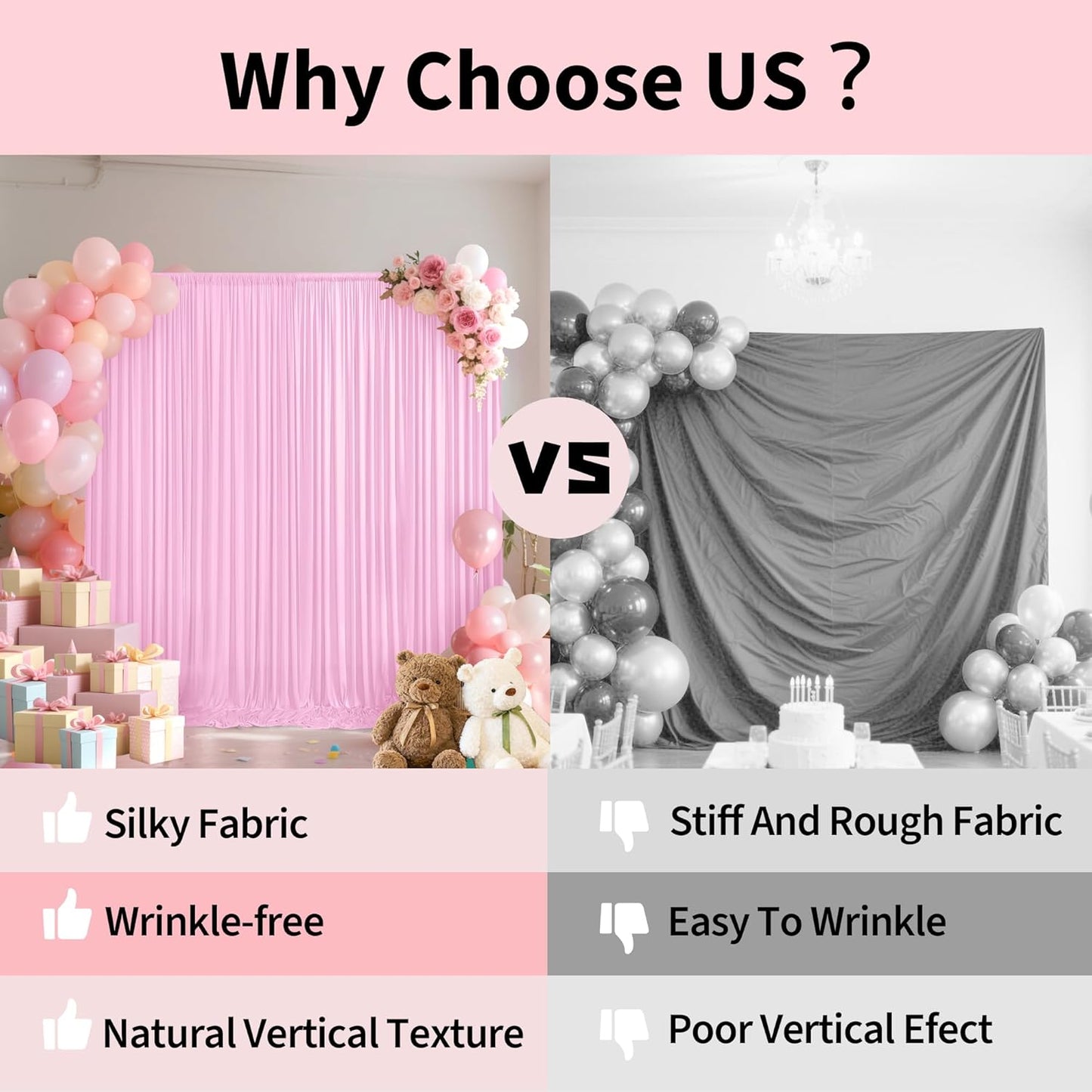 10x10ft Backdrop Curtains for Parties, 2 Panels 5x10ft Photography Backdrop Curtain with Rod Pocket,Backdrop Polyester Background Drapes,Wedding Backdrop Drapes for Birthday Baby Shower Home Decor