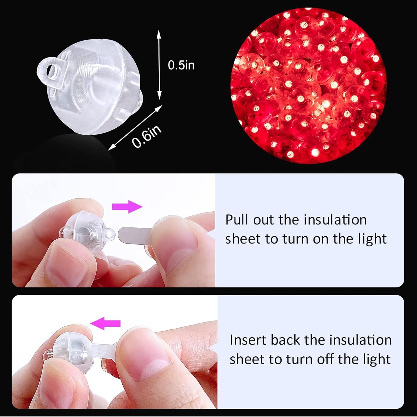ZGWJ 100PCs Mini Led Lights, Led Balloons Light for Party Decorations Neon Party Lights for Paper Lantern Easter Eggs Birthday Party Wedding Halloween Christmas Decoration(Glow steadily Red)