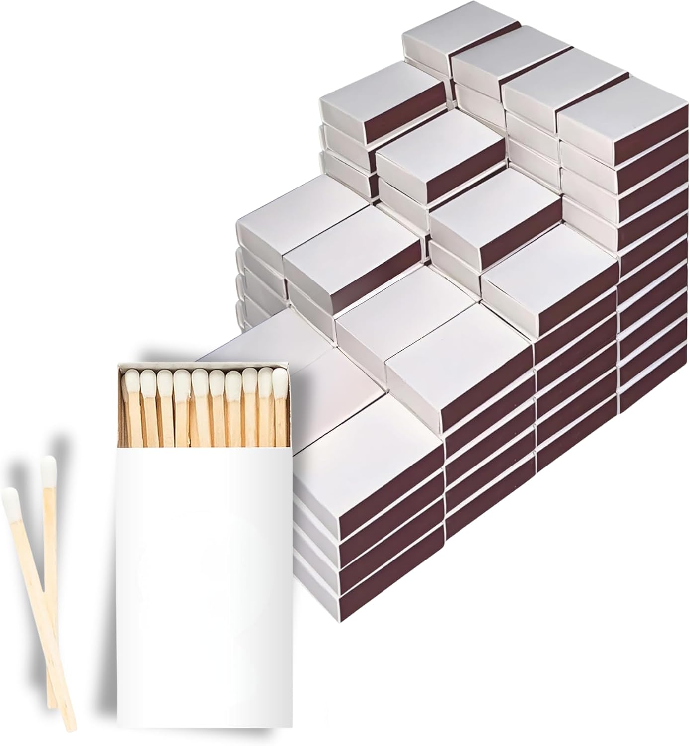 25 Boxes Blank White Wooden Matches | Strike on Box Matchboxes Traditional Wooden Matchsticks | Wedding Party Event Favors to Customize