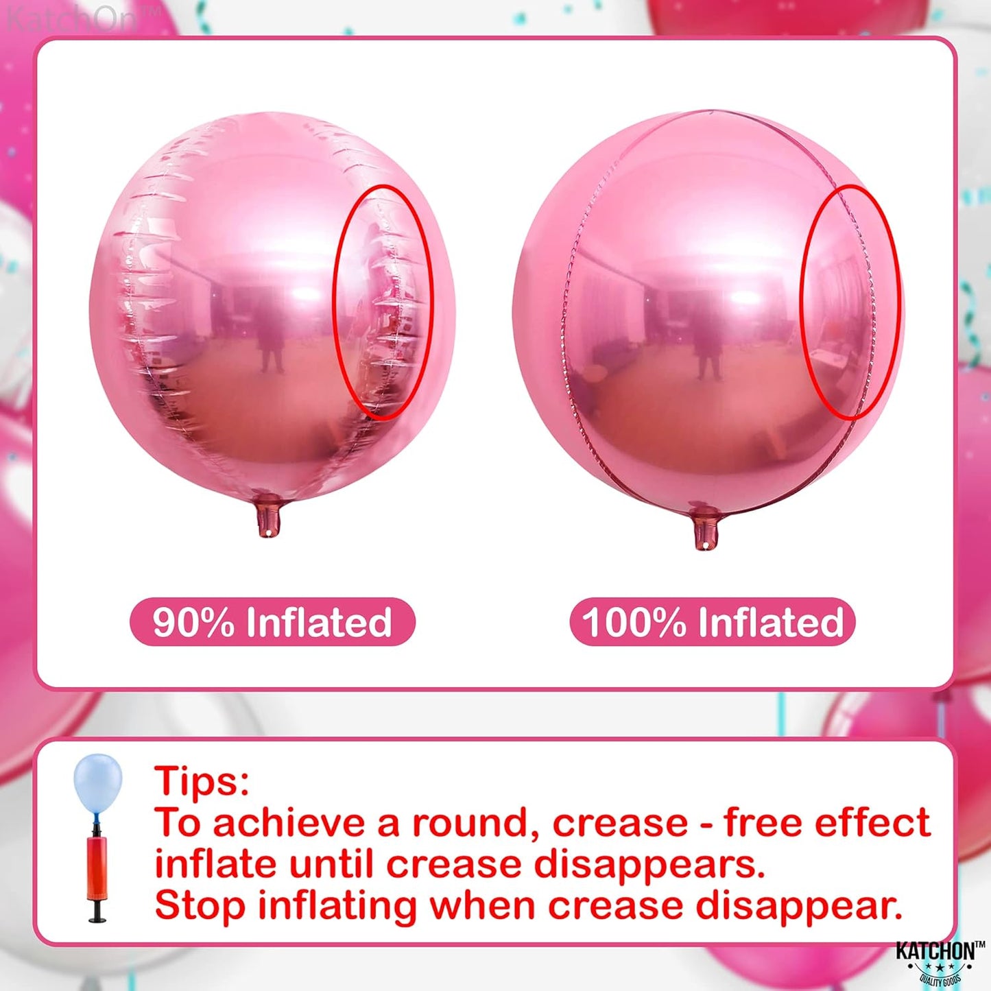 KatchOn, Light Pink Foil Balloons - 22 Inch, Pack 6 | Light Pink Mylar Balloons for Flamingo Party Decorations | Foil Balloon For Birthday, Gender Reveal, Baby Shower, Bachelorette Party Decorations