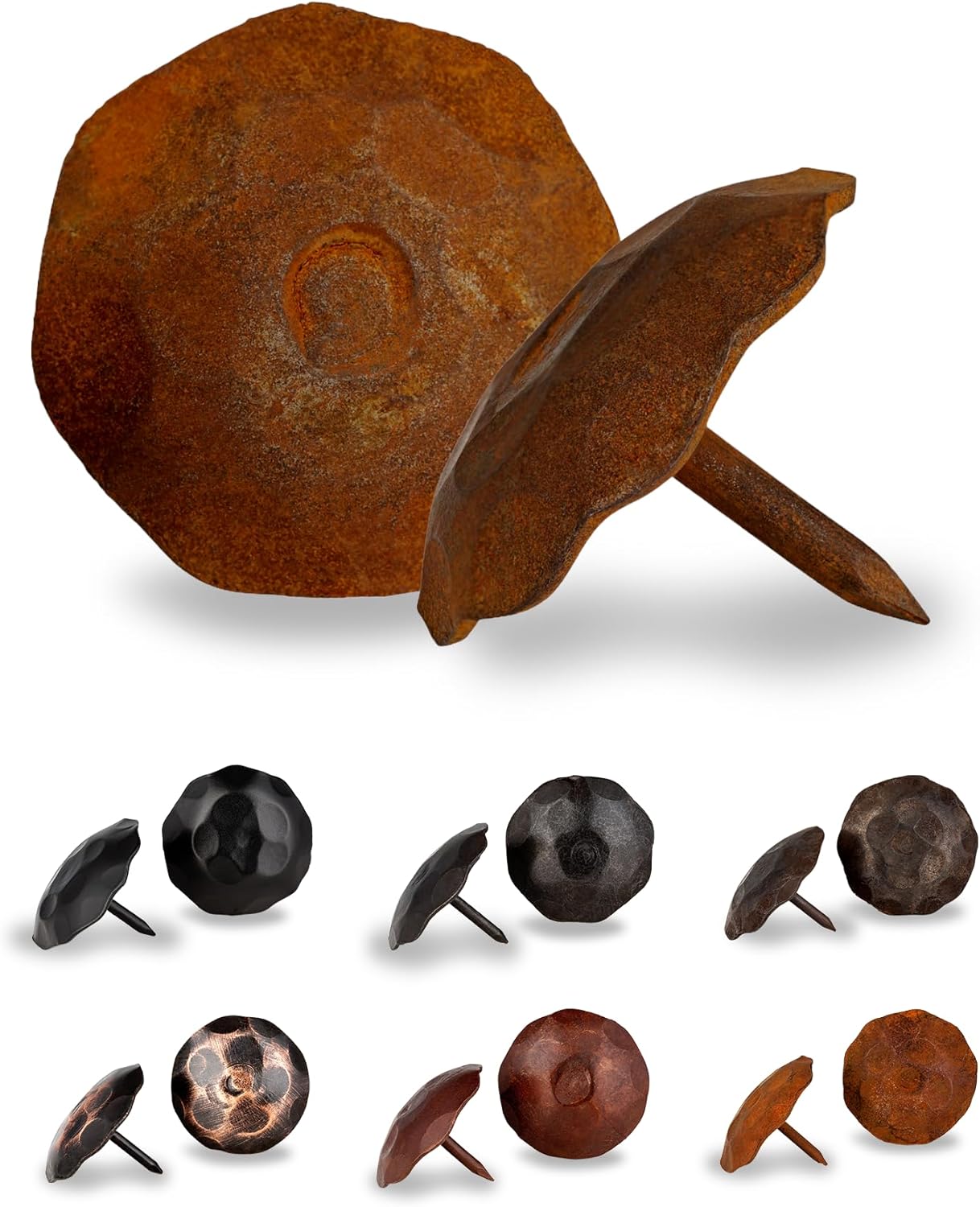 50 Pack 1.25" Round Head Iron Clavos Decorative Nails – Rusted – Handmade Rustic Round Fasteners for Farmhouse Shutters, Faux Wood Beams, Barn Doors, Shutters, Gates – Ornamental Wood Accent