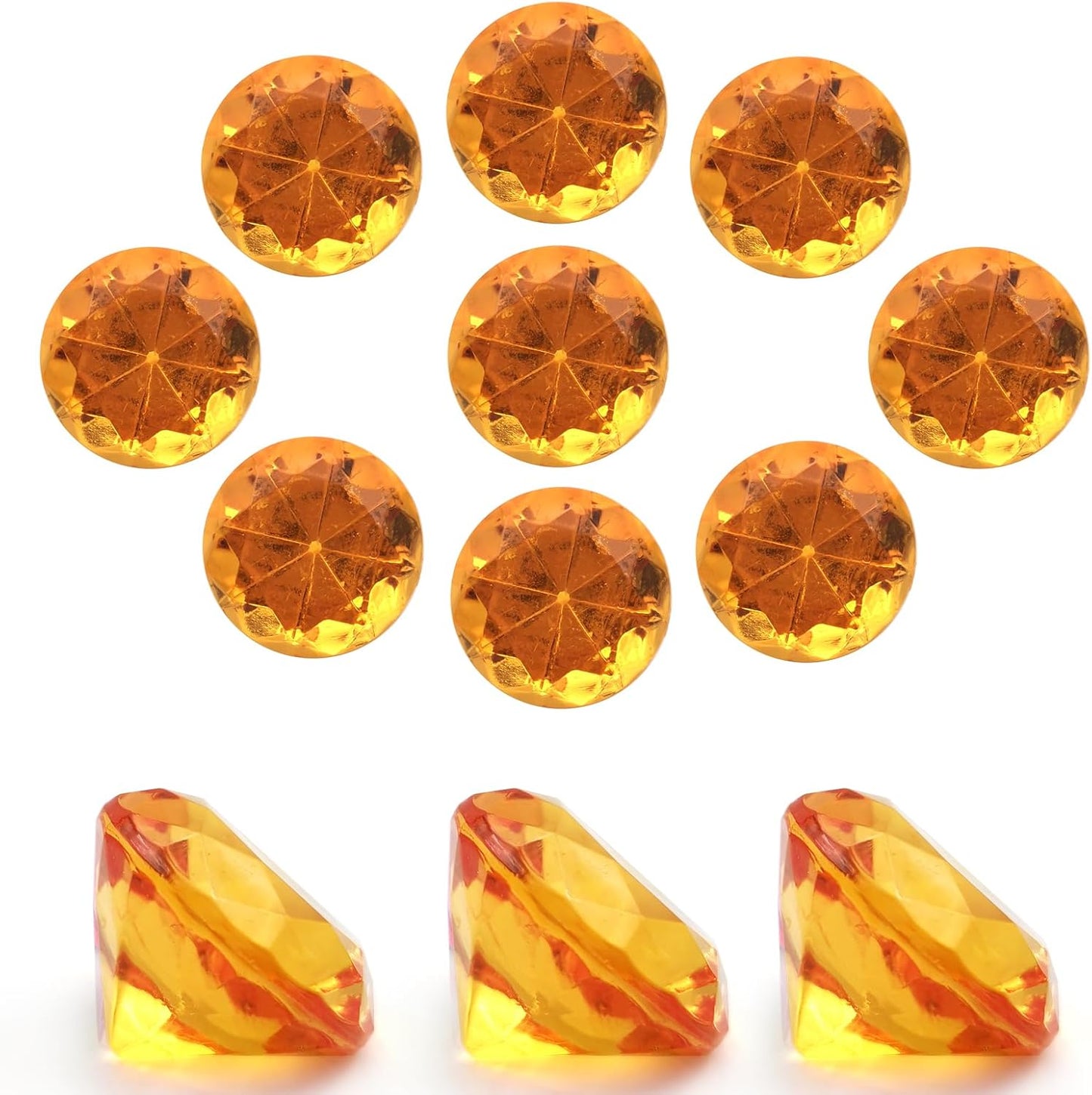 100 PCS Acrylic Diamond Gems, Orange Acrylic Diamonds 1 Inch Acrylic Gemstones Vase Filler Fake Gems Plastic Gems for Home Table Scatters Party, Event, Wedding, Arts & Crafts, Birthday Decorations