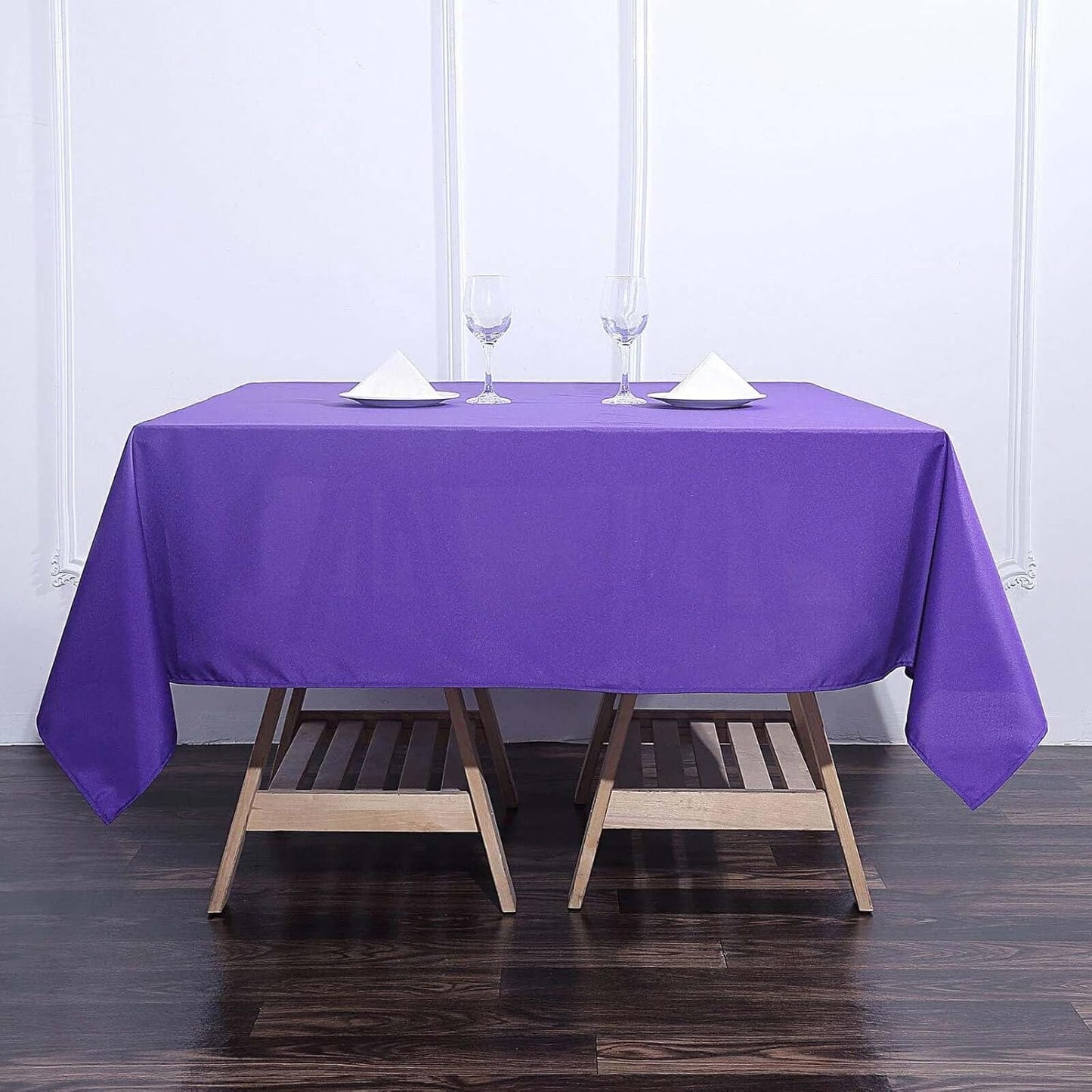 Efavormart 70" Premium Square Polyester Tablecloth for Wedding Kitchen Dining Events - Purple