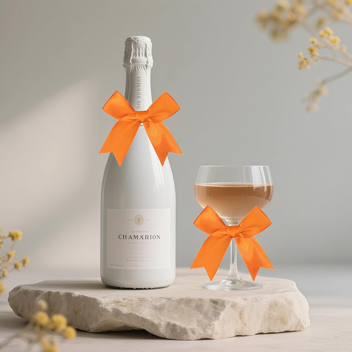 50 Pieces Gift Wrap Bows Premium Satin Ribbon Bows 3.3 Inch Craft Bows for Gift Wrapping DIY Treat Bags Holiday Gifts Bag Party Decorations, Wedding Decor Christmas Birthday Presents (Orange)