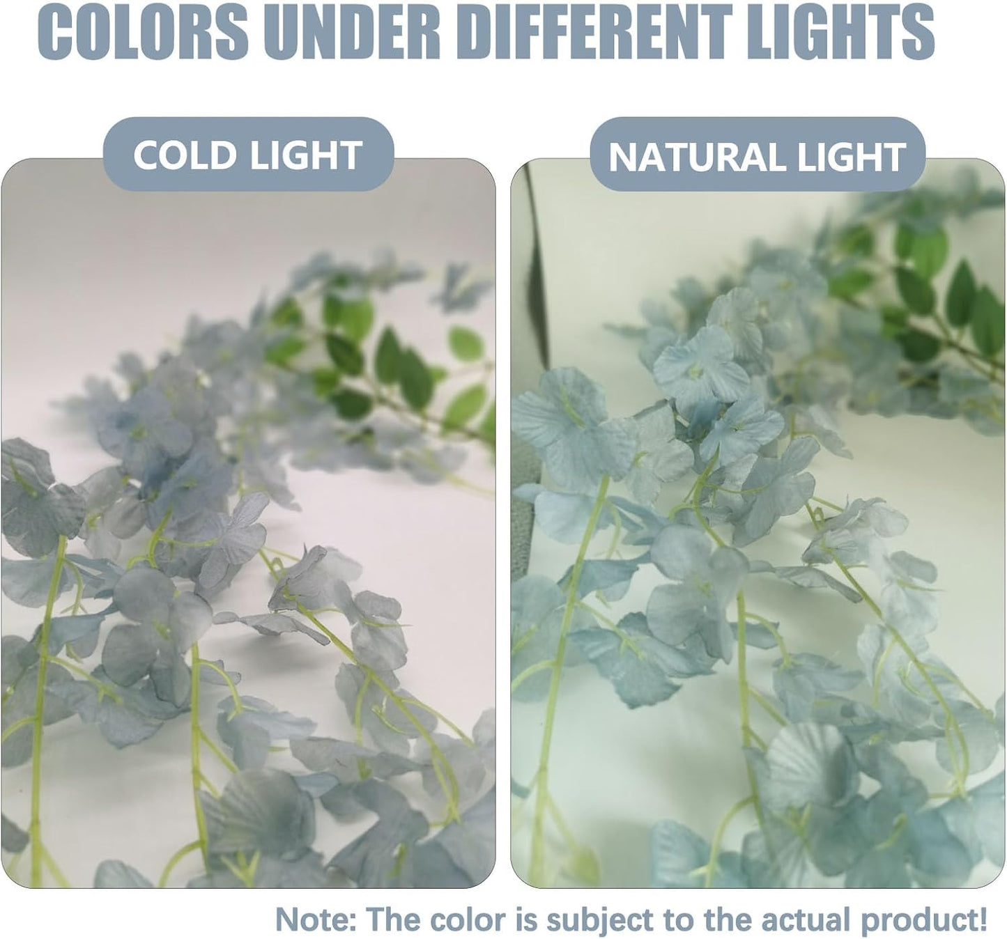 36 Pack Grey Wisteria Hanging Flowers, 3.44 Ft Fake Hanging Flowers, Artificial Wisteria Garland Vines for Wedding Room Backdrop Outdoor Patio Garden Decoration