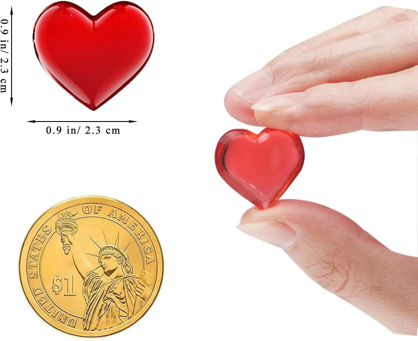 Fangoo 110 Pieces Red Acrylic Heart Red Heart Gems for Valentine's Day Decorations Vase Filler Table Scatter Engagement Wedding Home Decorations(Bright Red, 8OZ)