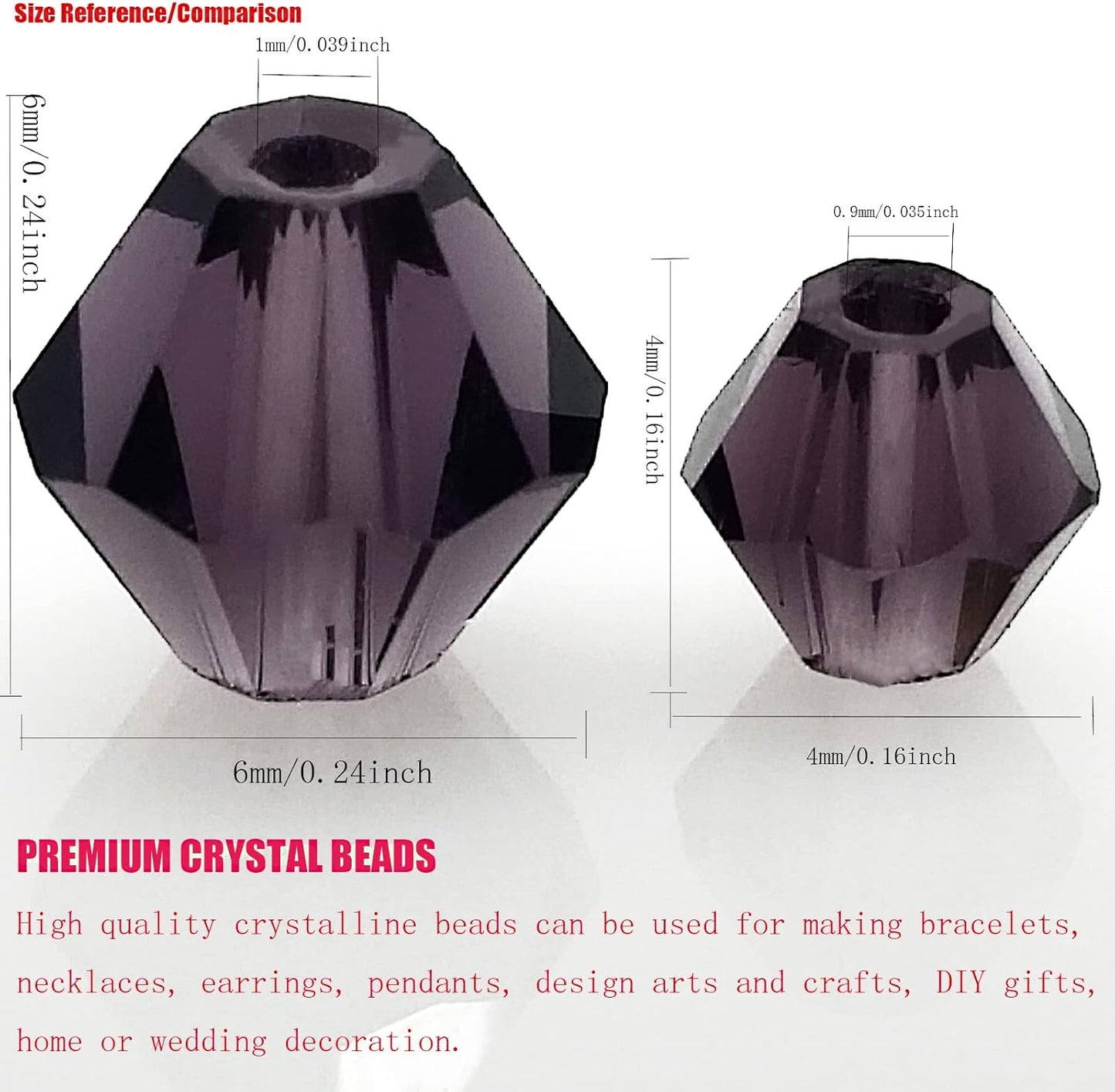 6mm Bicone 450Pcs Violet Crystal Glass Beads Faceted Bicone Shape Crystal Glass Spacer Beads for Bracelet Necklace Decorative Hand Jewelry Making (Violet, 6MM)