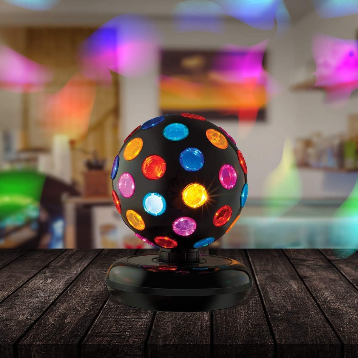 Kicko Spinning Disco Ball - 11-Inch Disco Ball Decor with Party Lights 360 Degree Rotating Neon LED Light for Kids and Adults - Colorful Flashing for 80s Party and Events