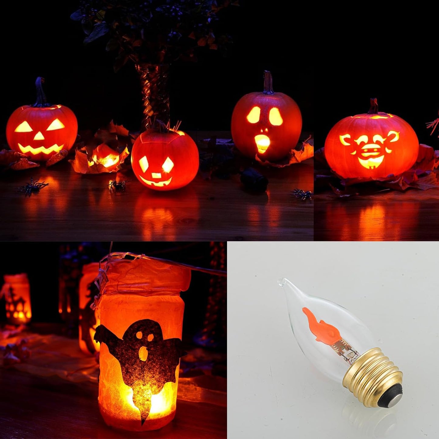 Flickering Light Bulbs E26 Flame Bulb, LED Fire Effect Flickering Small Flame Candle Light Bulbs for Christmas Halloween Party, 2 Pack