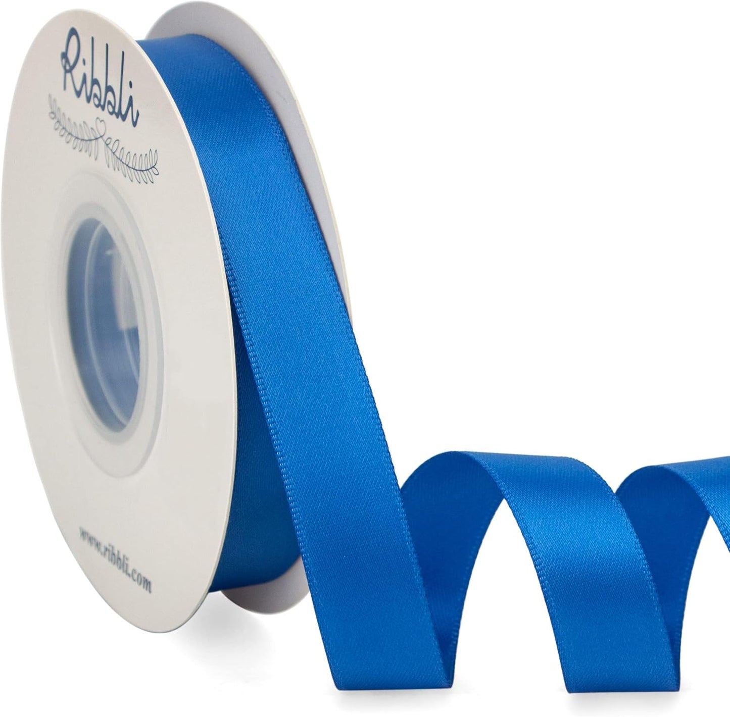 Ribbli Royal Blue Satin Ribbon 5/8 inch x Continuous 25 Yards,Double Faced Satin Use for Craft, Gift Wrapping, Christmas Ornaments, Hair Bows, Bouquet Bows