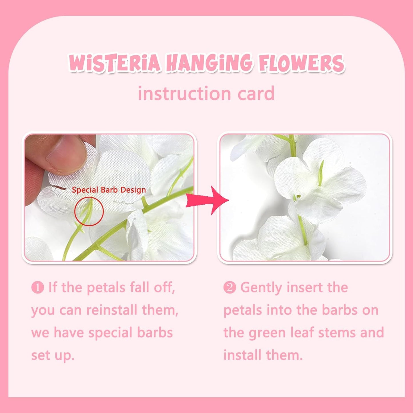 12 Pack Dark Pink Wisteria Hanging Flowers Garland, 3.77 Feet Artificial Flower Vines, Fake Wisteria, Artificial Vines Hanging Garland for Backdrop Outdoor Yard Garden Decor