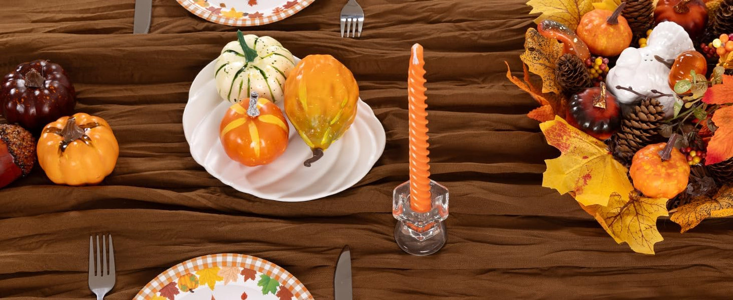 Brown Cheesecloth Table Runner Tan 4 Pack Fall Table Runners Boho Gauze 120 Inches Marron Cheese Cloth Fall Table Decorations for Thanksgiving Wedding Bridal Baby Shower Tea Party Decor