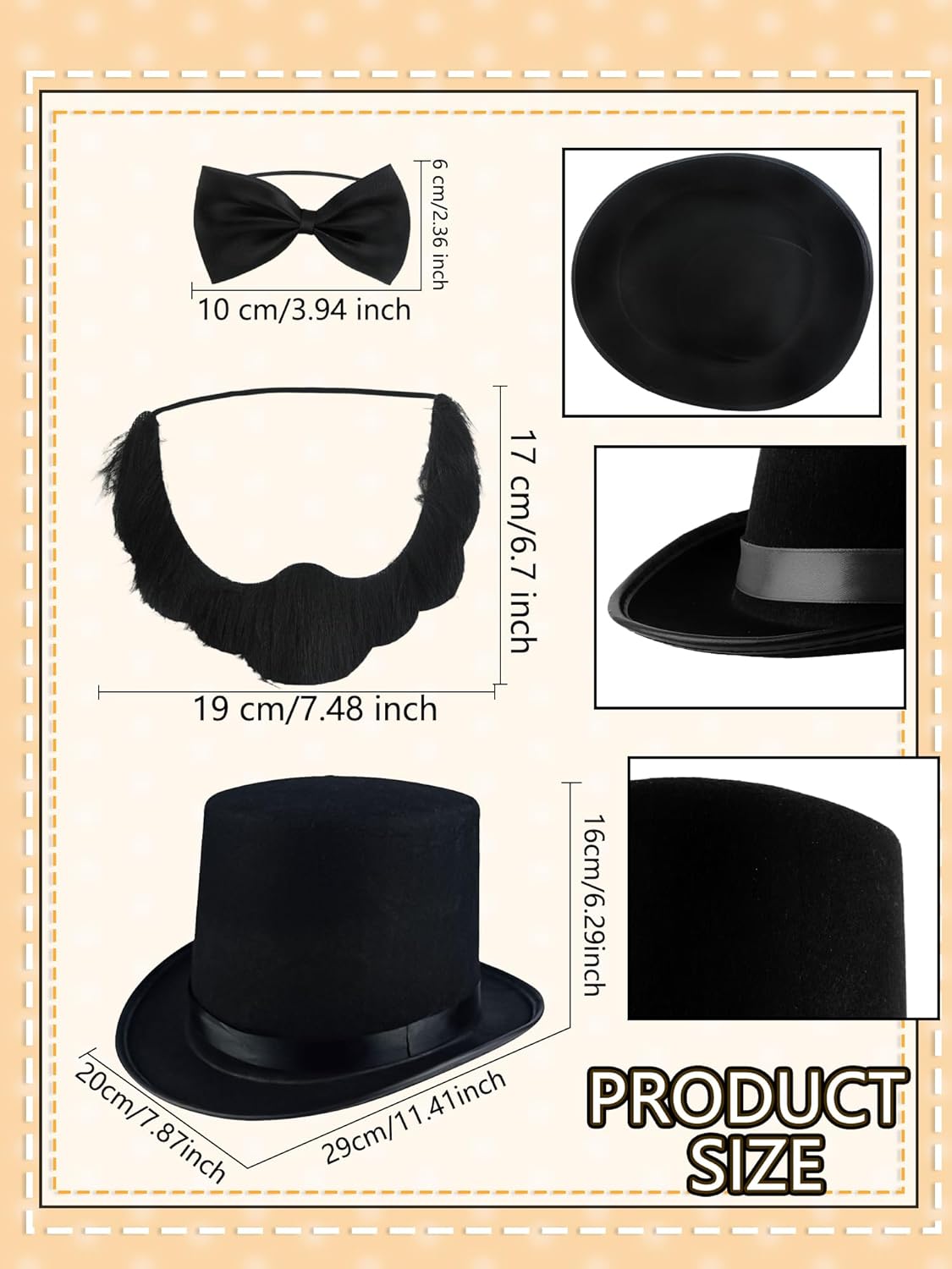 6 Pcs 1920s Gentleman Hat Costume Presidents Day 1920s Costume Accessories for Halloween Cosplay Retro Party