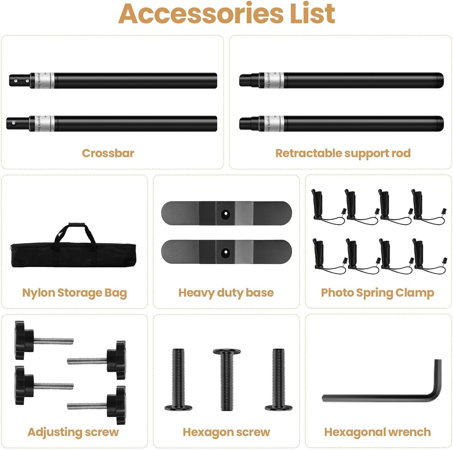 Jiang&Rong 10x10ft Heavy Duty Backdrop Stand Kit - Adjustable Step and Repeat Photo Banner Stand for Photography, Trade Shows, Photo Booths, Events(Black)