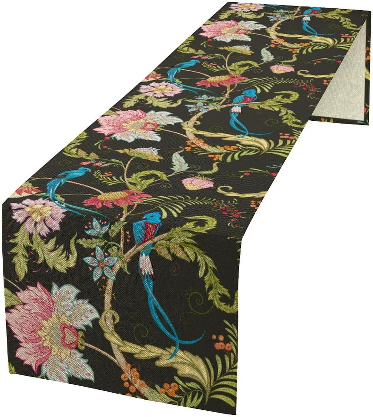 Floral Butterfly Table Runner Seasonal Spring Flower Bird Table Decoration Table Runner for Home Party Decoration 13x70 Inch