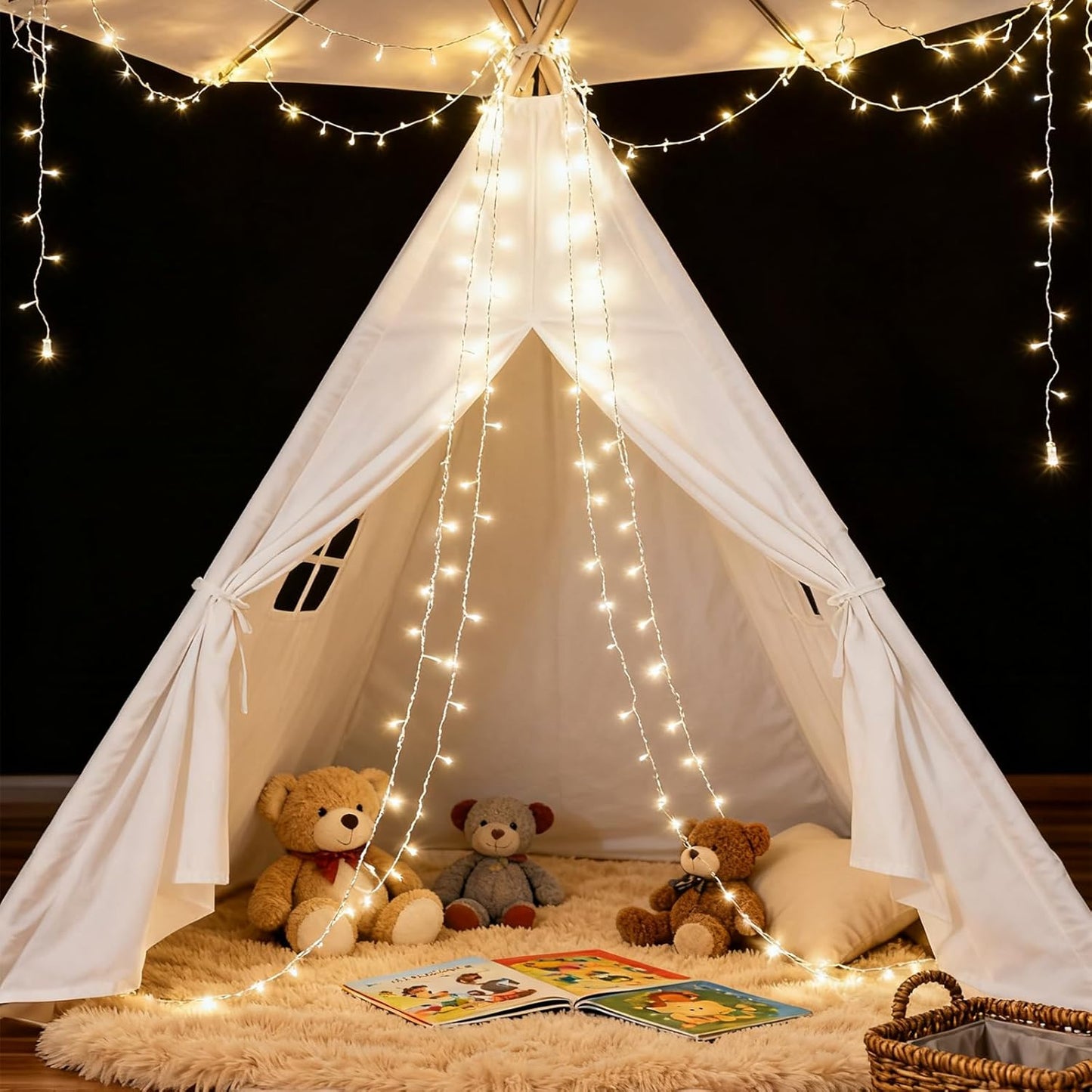 33ft 100 LED Plug in Connectable Fairy String Lights, 8 Mode Decorative Lights for Home, Bed Room, Classroom Wall Ceiling Tree Hanging Indoor Outdoor Easter Christmas Decor, Warm White