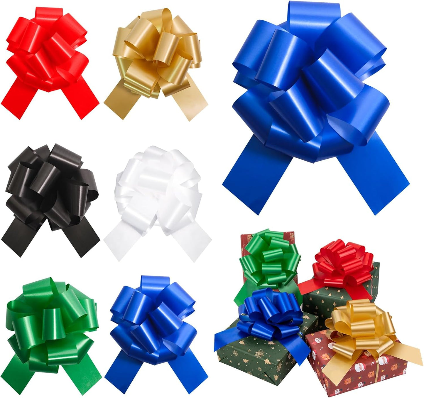 6 Pcs 6 Inch Blue Pull Bows, Perfect for Gift Wrapping, Gift Wrapping Baskets Wedding Christmas Party Decorations, Crafts – Quality Pull Bows for Gifts and Decorations