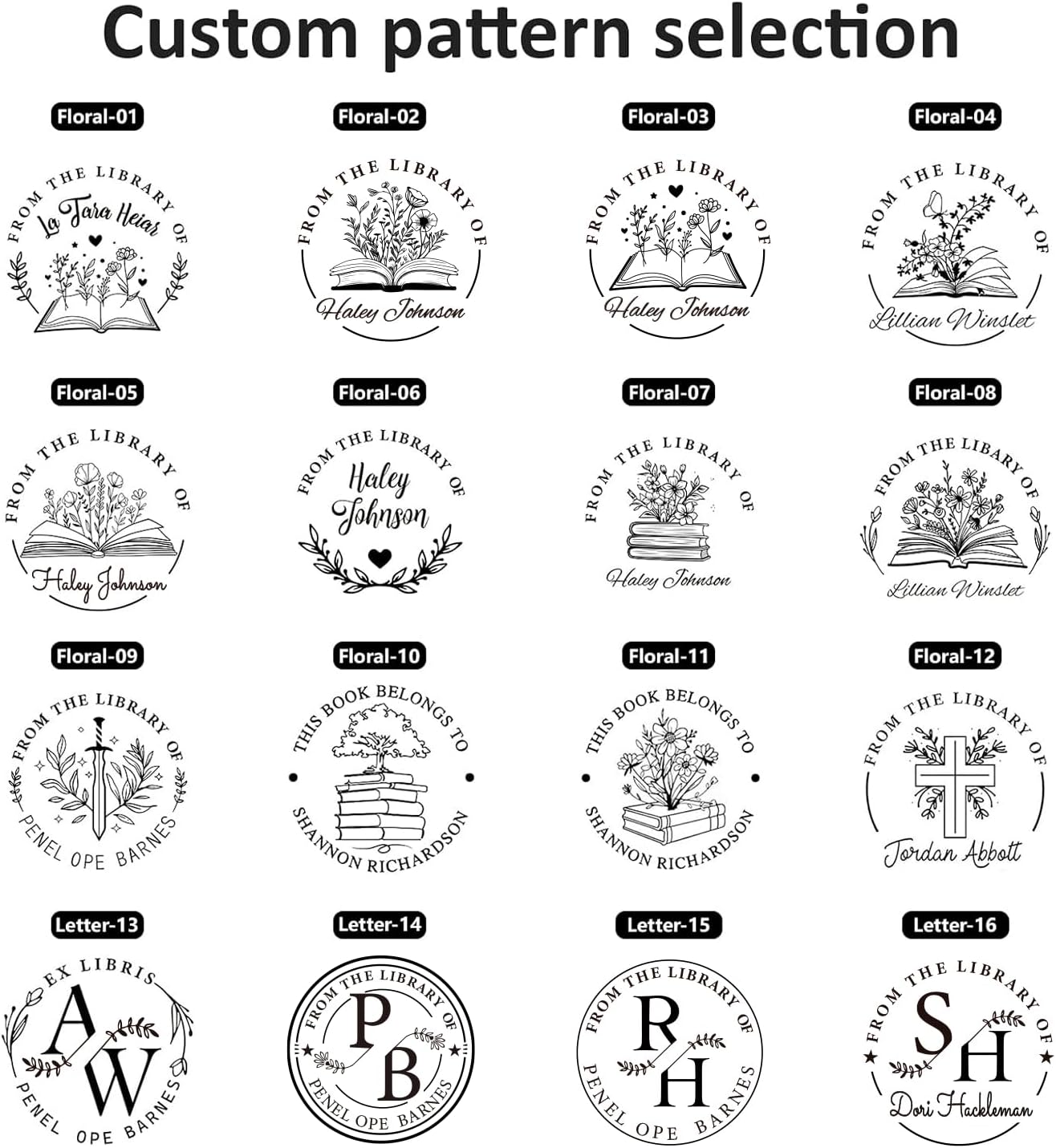 Personalized Book Embosser - Custom Ex Libris Stamp for Bookplates, Library & Home Collections, Embossing Tool Gifts for Book Lovers, Readers (Letter-13)