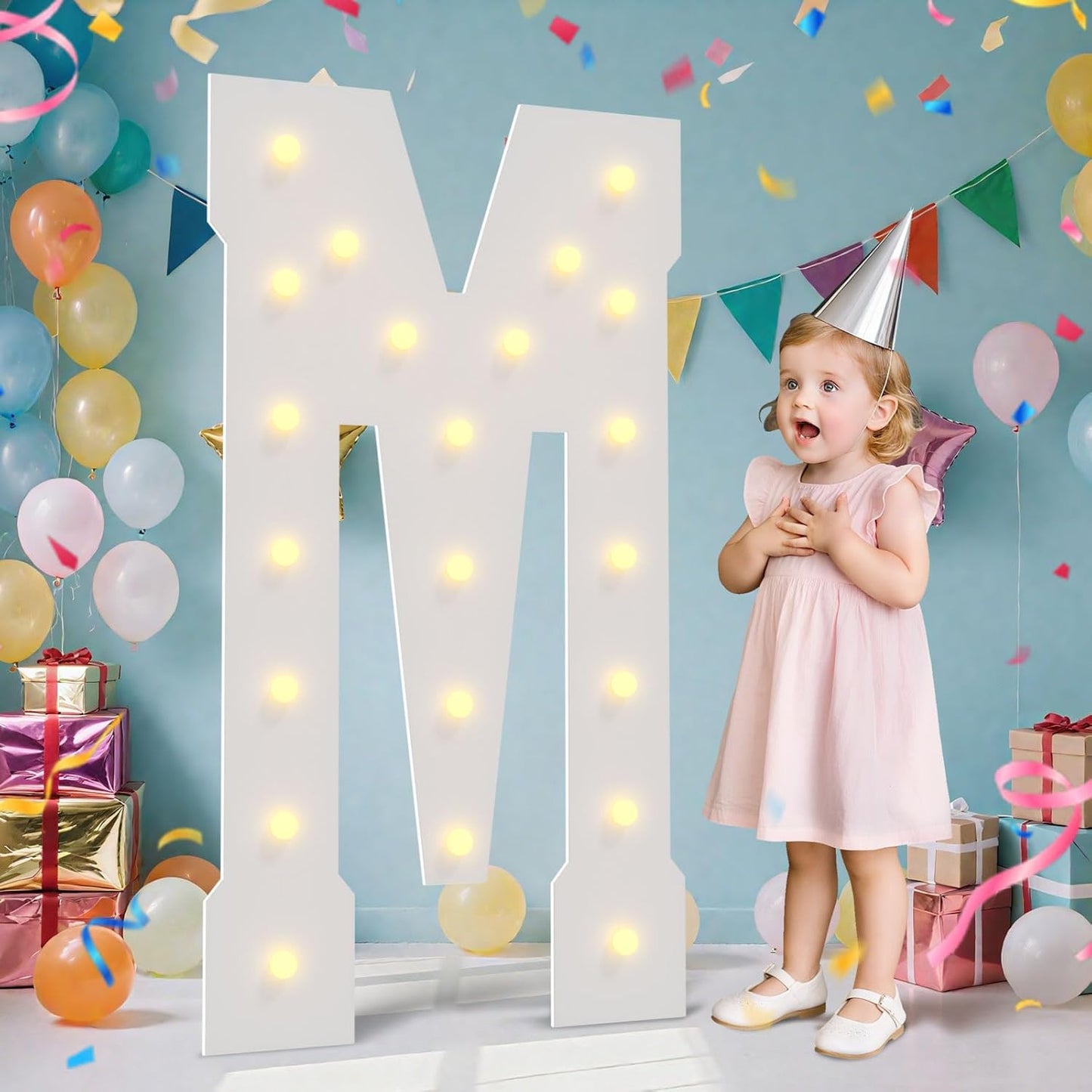 4FT Marquee Light Up Letters,Large Light up Letters, Marquee Letters 4 Feet Tall for Birthday Party Decoration Wedding Event Marry Me Baby Shower Bridal Shower Letter M