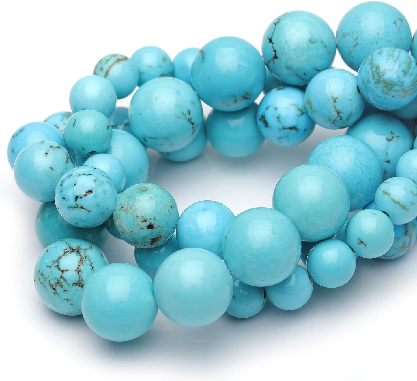 8mm Natural Stone Beads for Jewelry Making,Blue Turquoise Polished Smooth Round Gemstone Beads for Bracelet Necklace 16 Inch