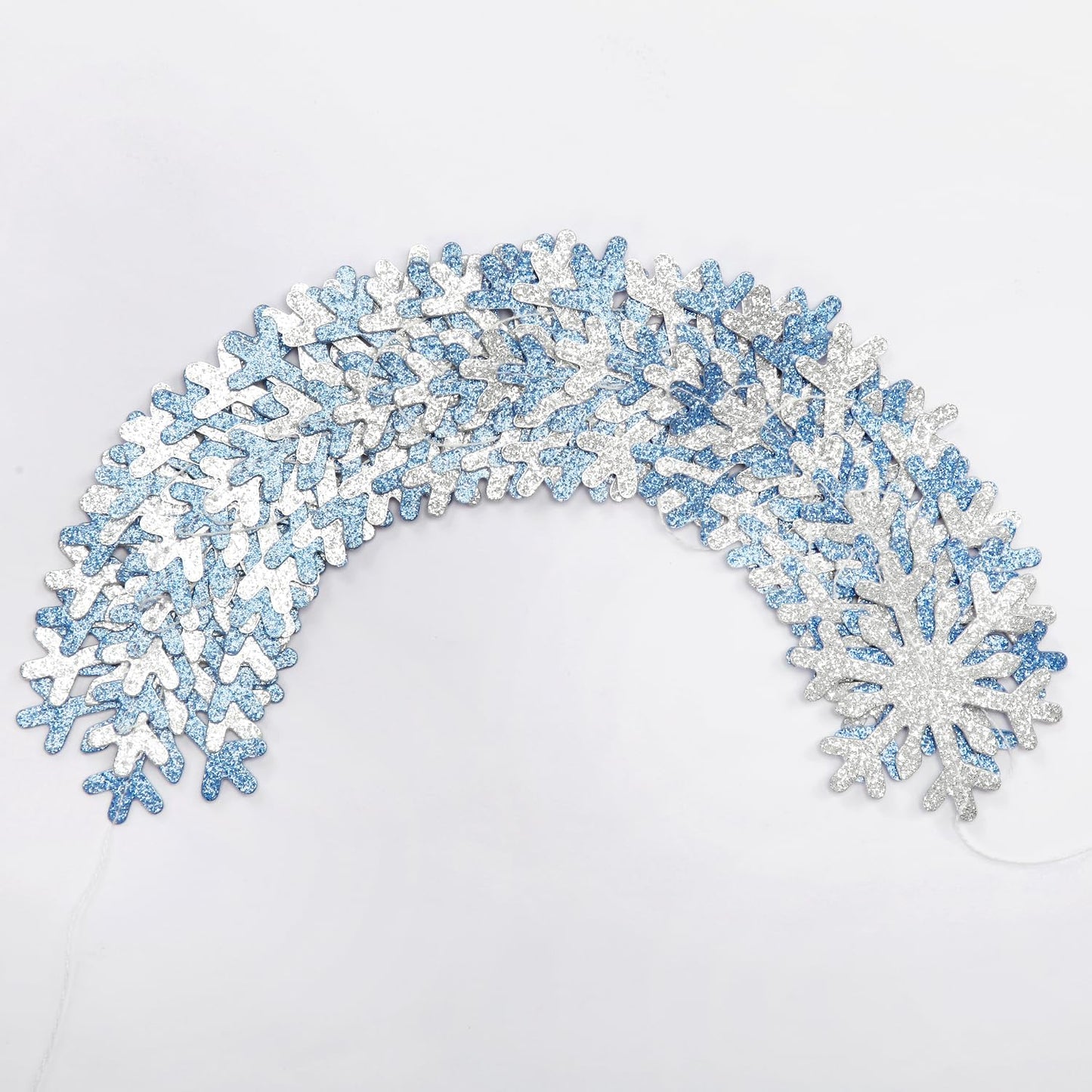 Snowflake-Snow Blue-Silver Christmas Party-Decoration Garland - 52ft Winter Wonderland Frozen Ornaments Hanging Paper Streamers,New Years Birthday Baby Shower Ceiling Decor Hugfond