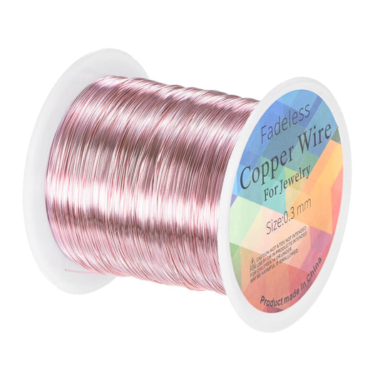 0.3mm Jewelry Wire, 28 Gauge 328FT Craft Wire Copper Beading Wire for Jewelry Making/Planting/Weaving/DIY Crafting, Soft Metal Wires [100M, Rose Golden]