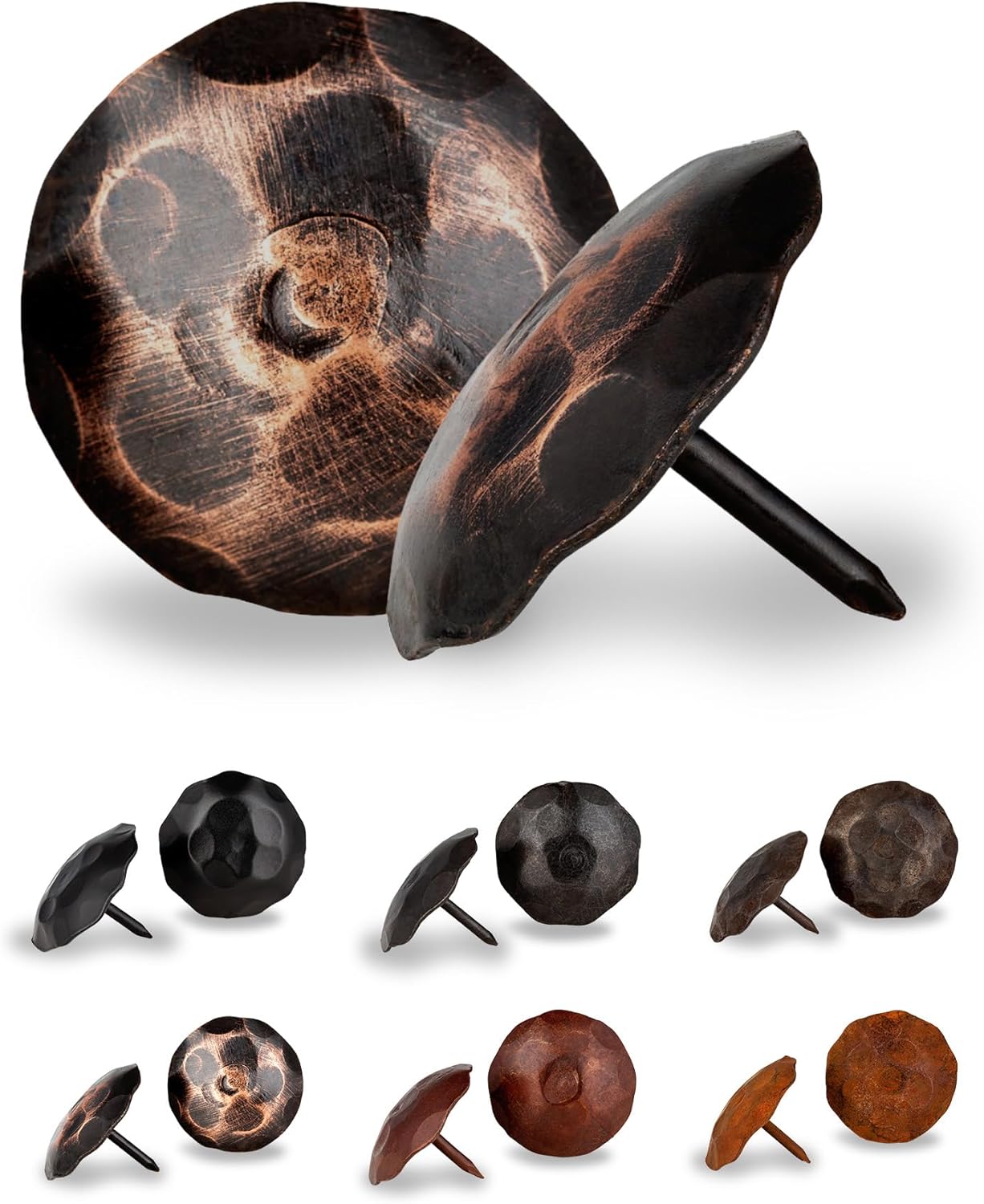 50 Pack 1.5" Round Head Iron Clavos Decorative Nails – Oil Rubbed Bronze – Handmade Rustic Round Fasteners for Farmhouse Shutters, Faux Wood, Barn Doors, Shutters, Gates – Ornamental Wood Accent