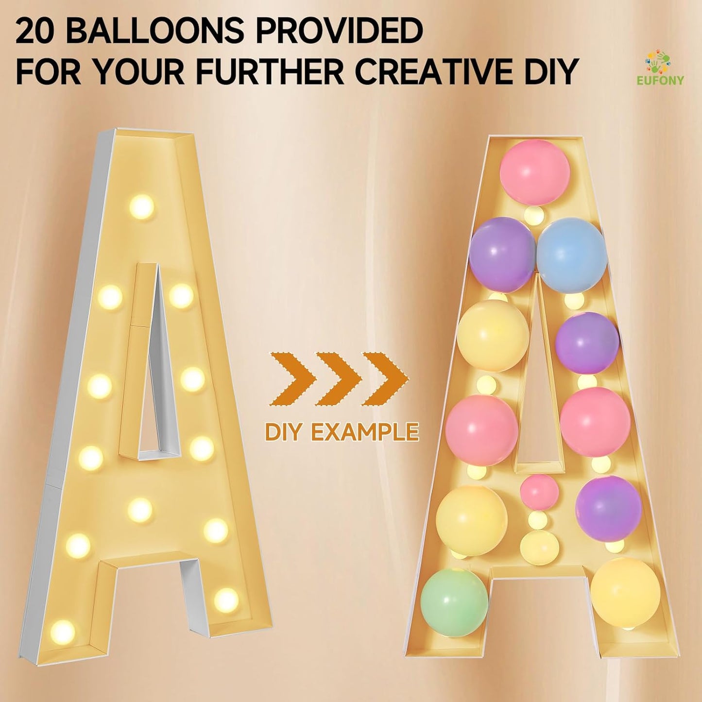 eufony Marquee Letters 4 Feet Tall, 4 FT Marquee Light Up Letters, Giant Light Up Letters 4FT for Birthday Party Baby Shower Gender Reveal Graduation Decorations, Letter G with LED Lights DIY Kit