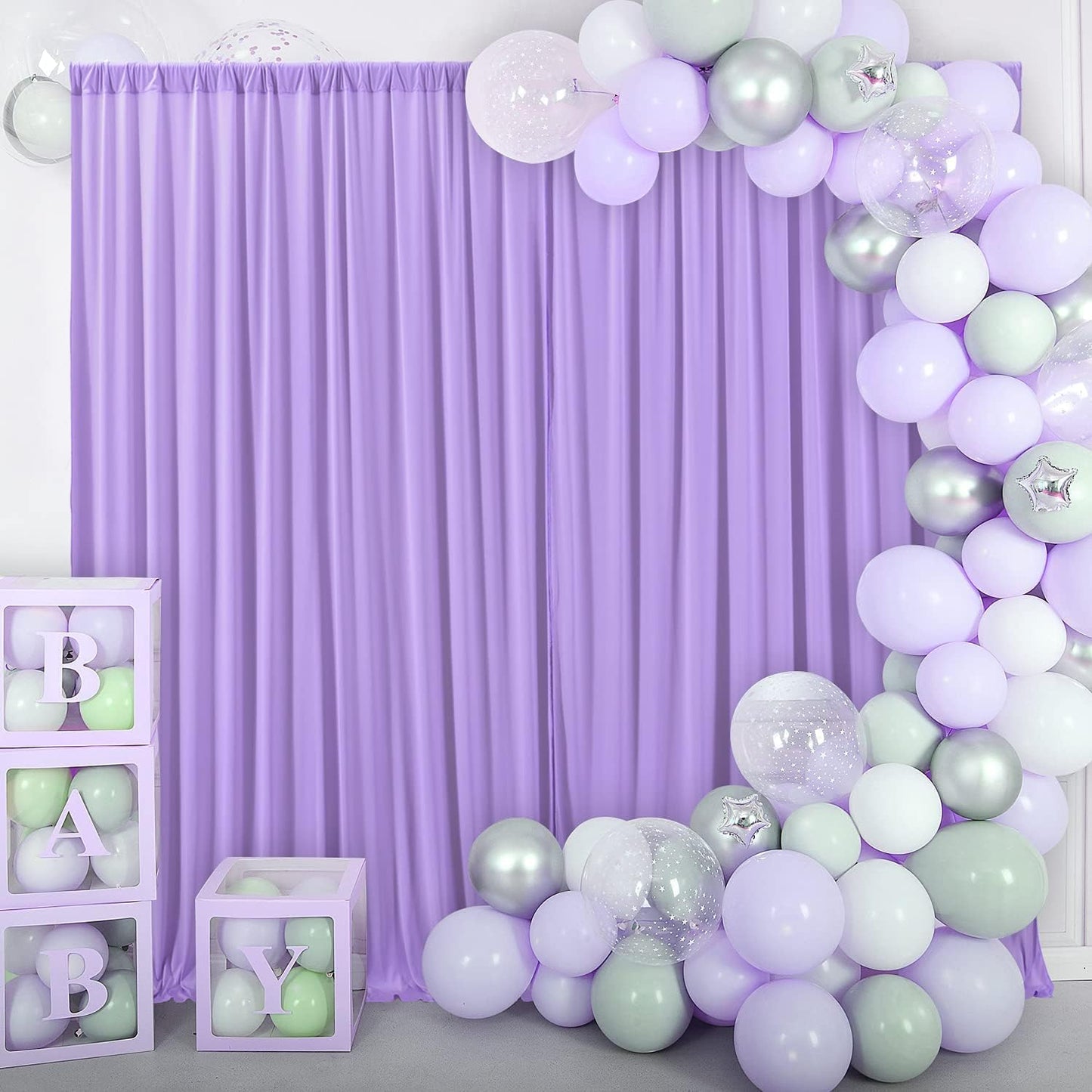 AK TRADING CO. 10 feet x 8 feet IFR Polyester Backdrop Drapes Curtains Panels with Rod Pockets - Wedding Ceremony Party Home Window Decorations - Lavender
