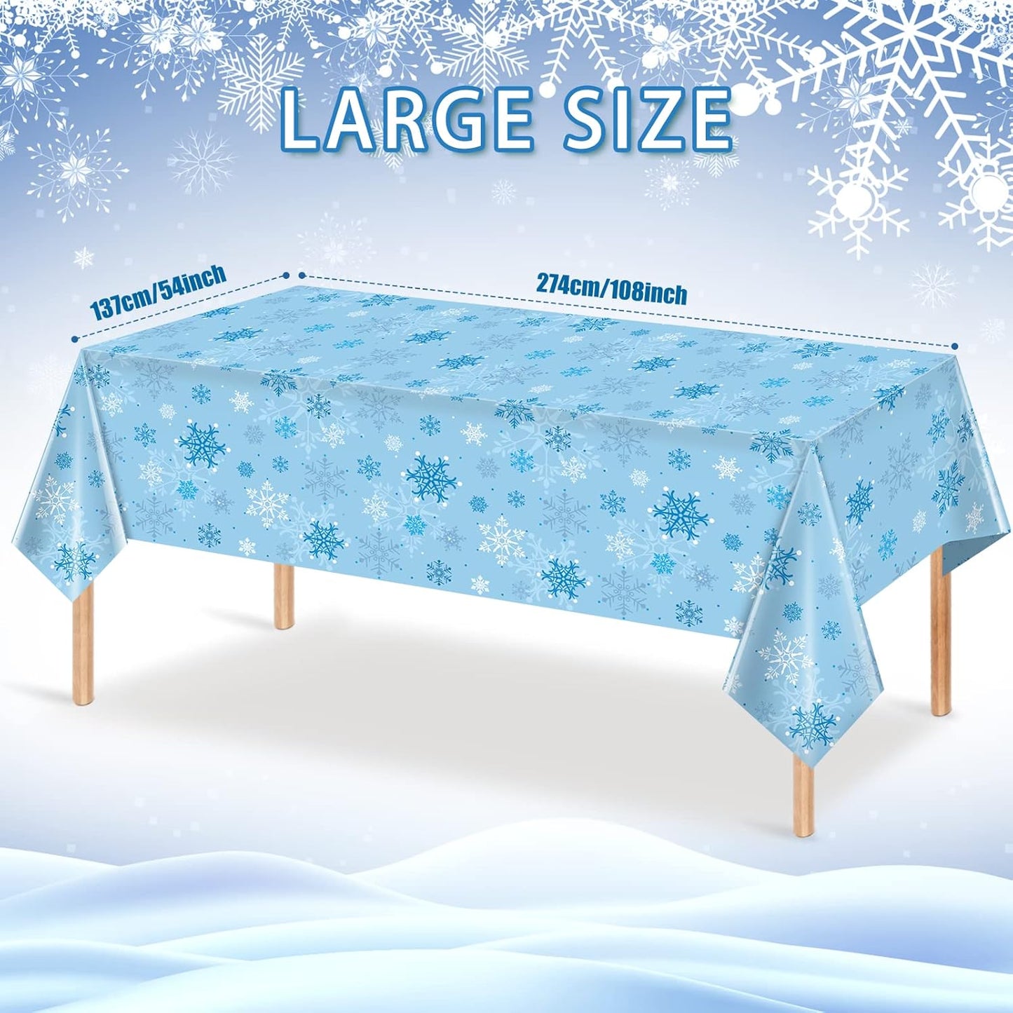 6 Pieces Christmas Snowflake Party Tablecloth Decorations,Plastic Ice Blue and White Winter Wonderland Table Cover for Winter Christmas Birthday Holiday Party Decorations and Supplies,54x108 inch…
