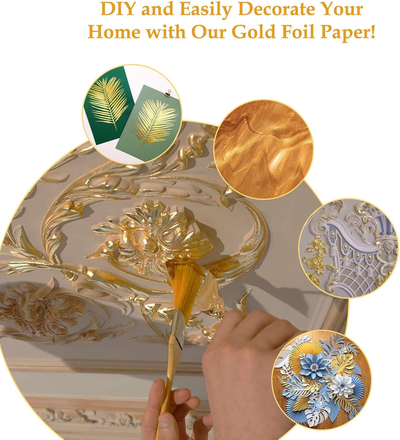 100 Sheets Gold Flakes With A Pair of Tweezers, Premium Gold Leaf 3.15×3.15 Inches Craft Art Decoration Perfect for Decorating Cakes Desserts Drinks Ice Cream Sushi