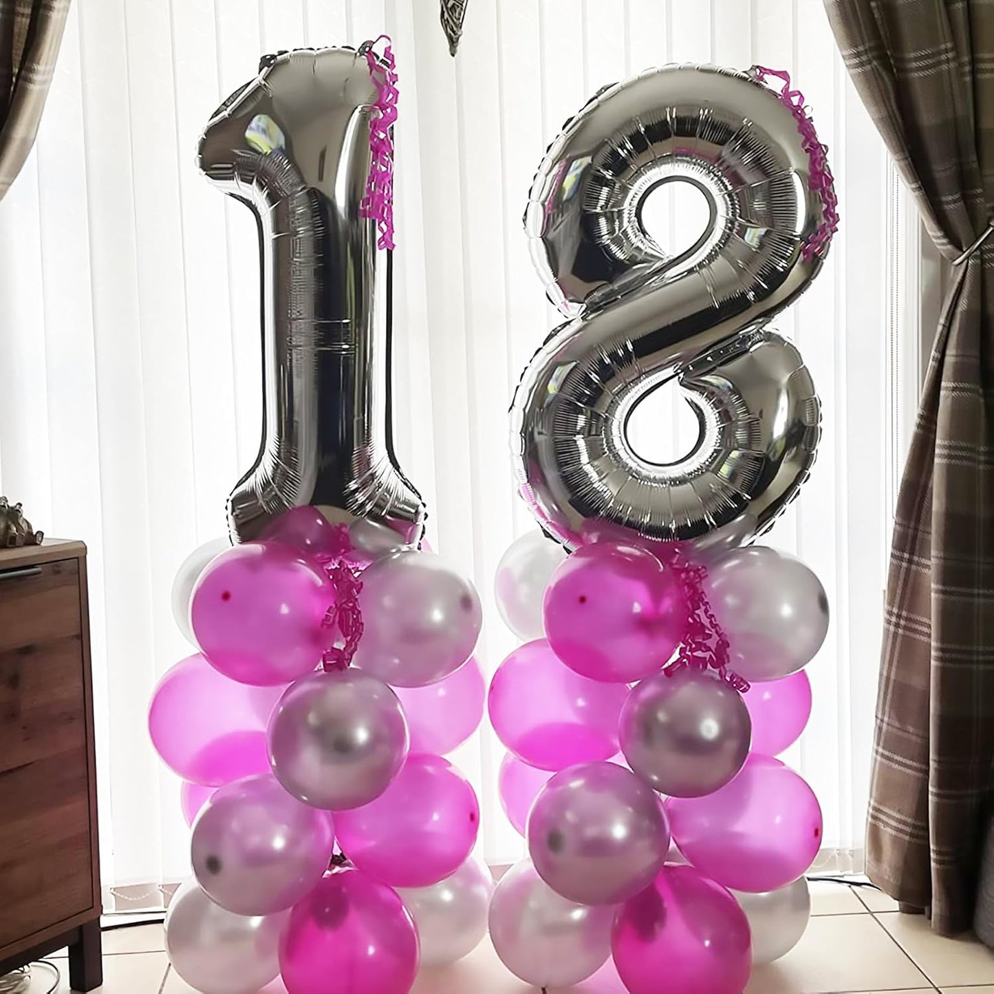 26 Balloons Number, Giant Silver Number 2 & 6 Helium Foil Balloon for Women 26th Birthday Decor, 40 Inch Self Inflating Mylar Number 26 Balloons for Man 62 Anniversary Party Decorations Supplies