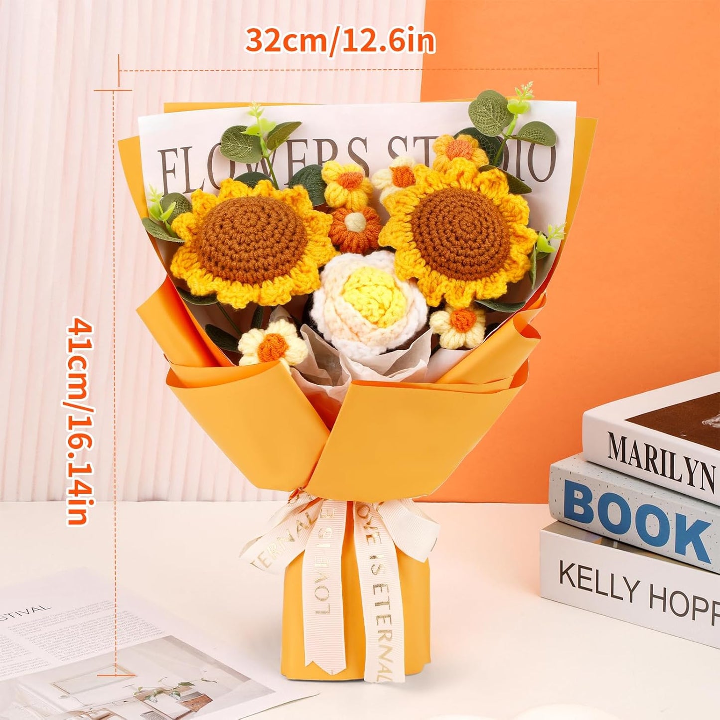 Crochet Flower Bouquet Crochet Flowers, Crochet Flower Bouquet Sunflower, Handmade Crochet Bouquet for Graduation Birthday Wedding Anniversary