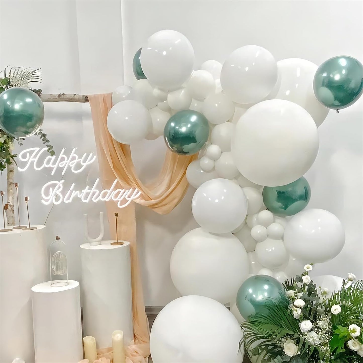 100pcs White Balloons, 12 inch White Latex Party Balloons Helium Quality for Birthday,Baby Shower,Wedding, Party Decorations (with 66ft Ribbon)