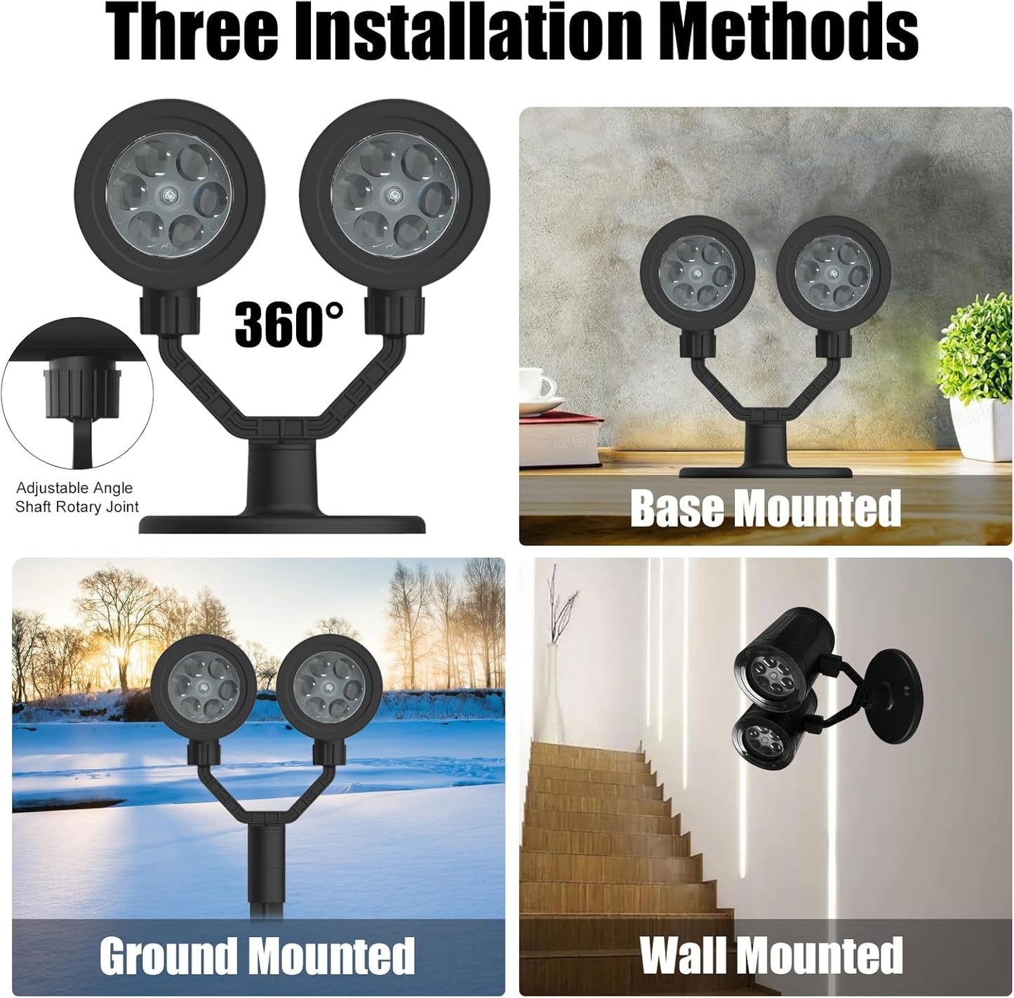 Christmas Snowflake Projector Lights Outdoor - Double Head Dynamic Snowflake Projector Lights with Waterproof Holiday Decorative Lighting for Indoor Outdoor, Xmas, Party, Yard Wall Decor