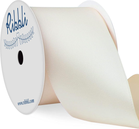 Ribbli Ivory Double Faced Satin Ribbon, 2” x Continuous 10 Yards,Use for Bows Bouquet,Gift Wrapping,Floral Arrangement,Wedding Decoration