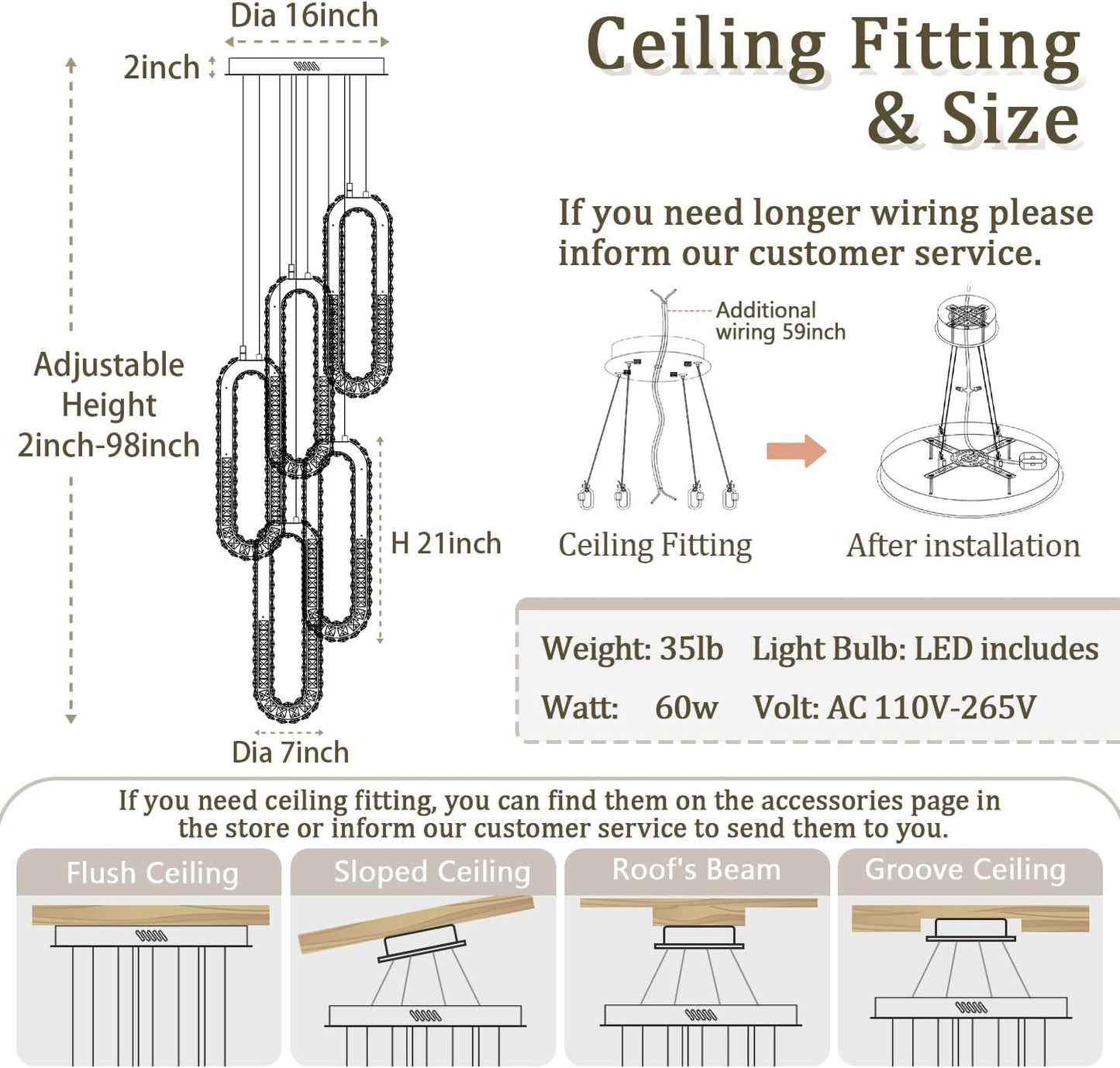 5 Rings Crystal Chandeliers for Staircase Large Pendants Light Fixture Gold High Ceiling Chandelier for Entryway Bedroom Foyer 2700K-6000K