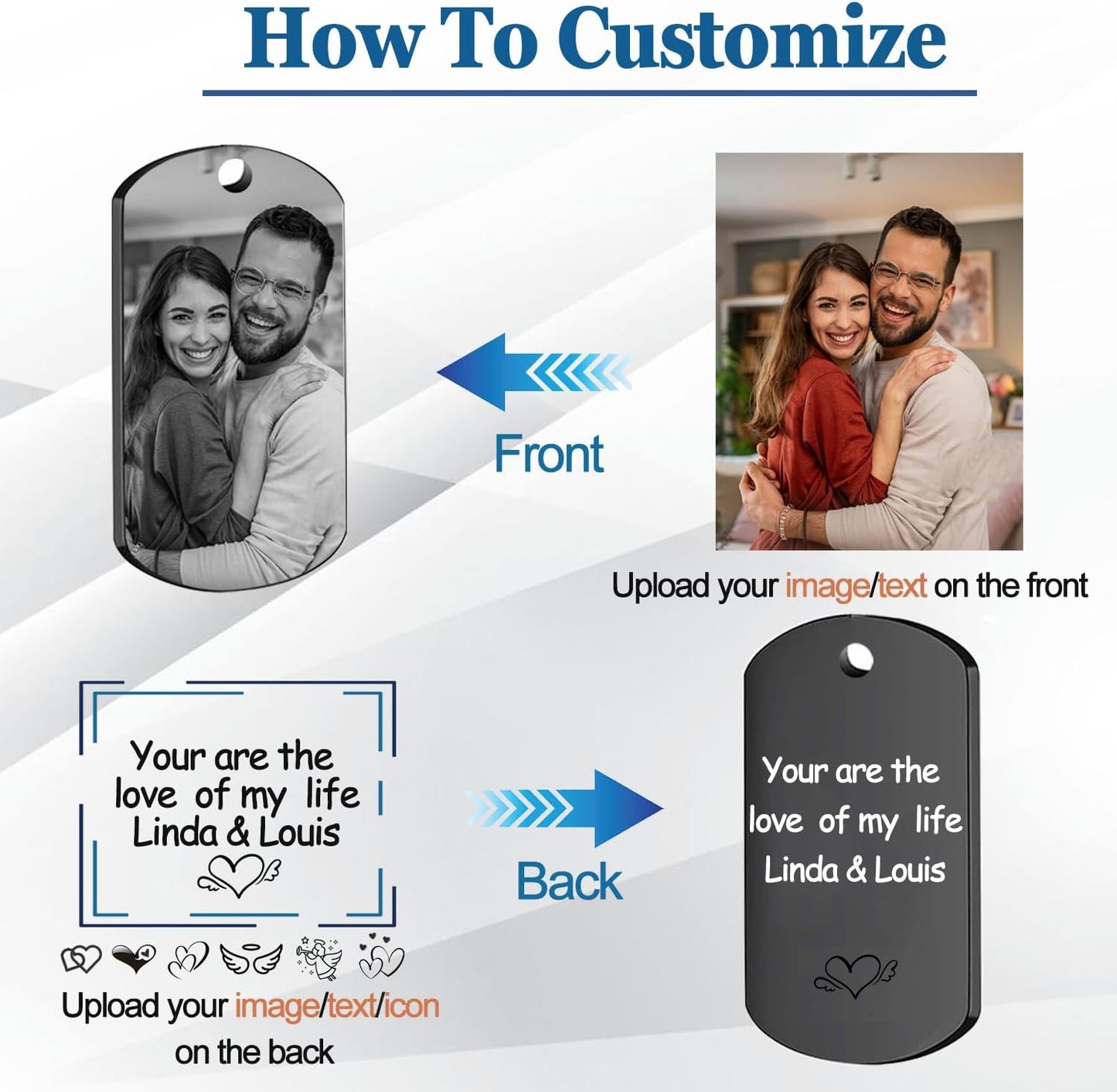 Custom Keychain with Picture, Personalized Keychain with Engraved Photo/Text, Gifts for Family and Friends