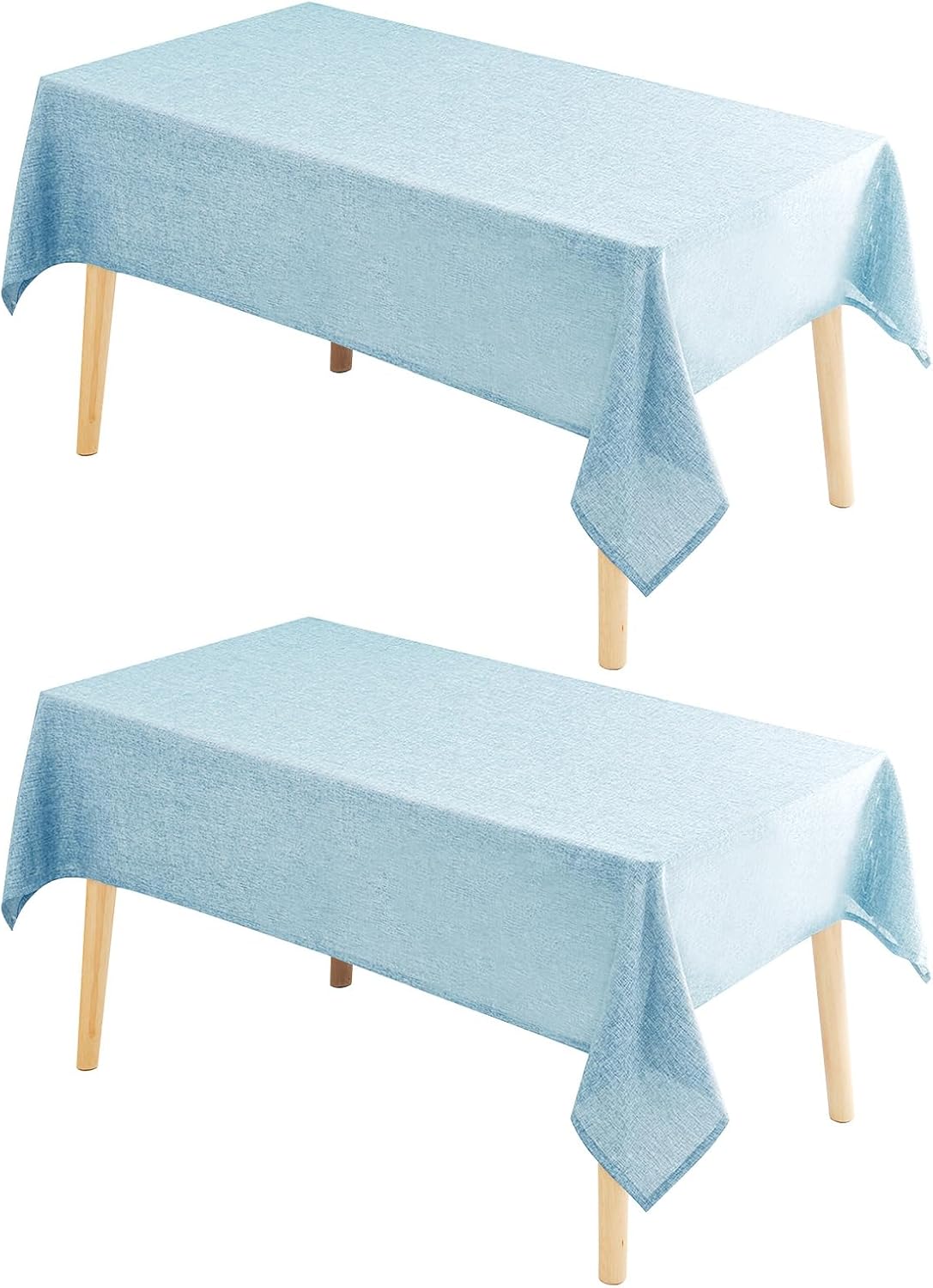 Hiasan 2 Pack Faux Linen Square Tablecloth - Wrinkle and Stain Resistant Washable Table Cloth for Kitchen Dining Room Holiday Table Cover for Party Dinner, Lux Slate Blue, 70 x 70 Inch