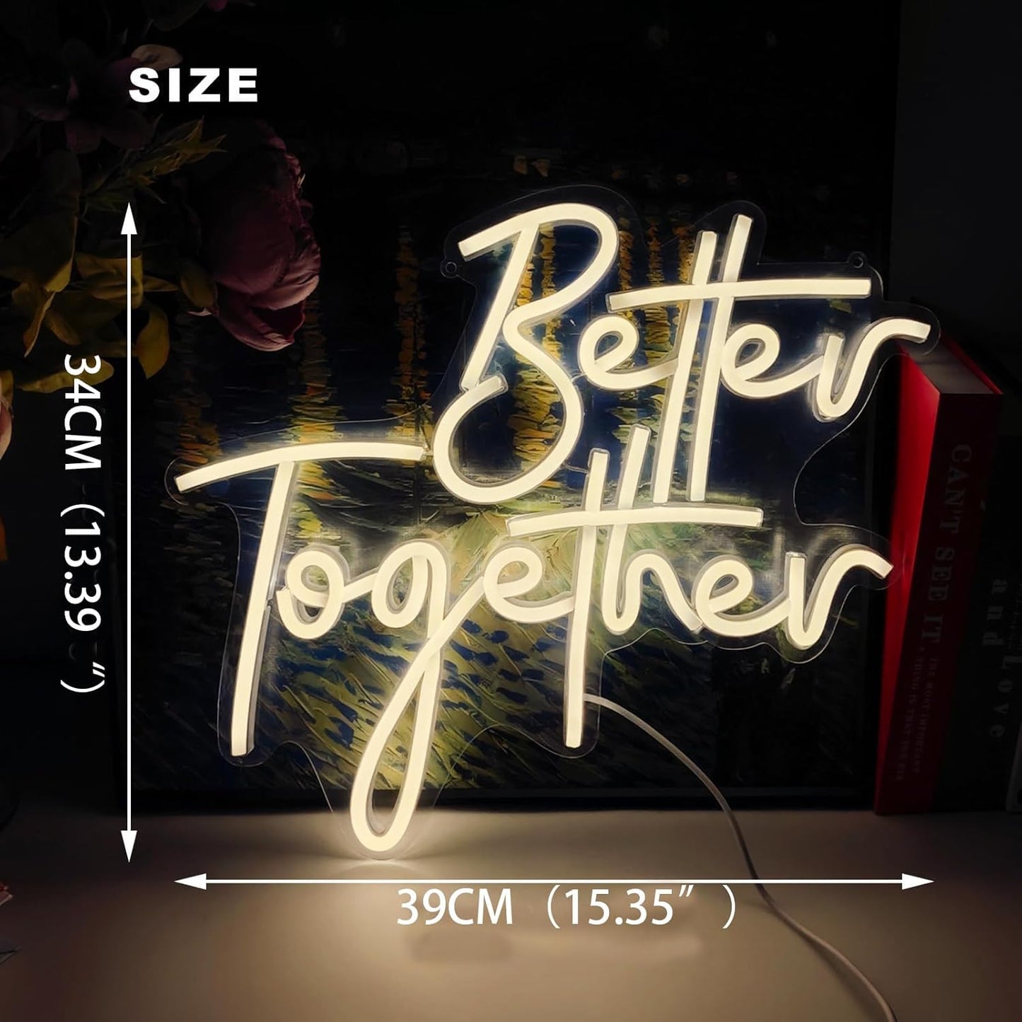 Ulalaza Better Together LED Neon Sign Night Light for Wall Party Décor Bedroom Room Bar Wedding Home Birthday Art Decoration Christmas with USB Chain Light modulator 5v