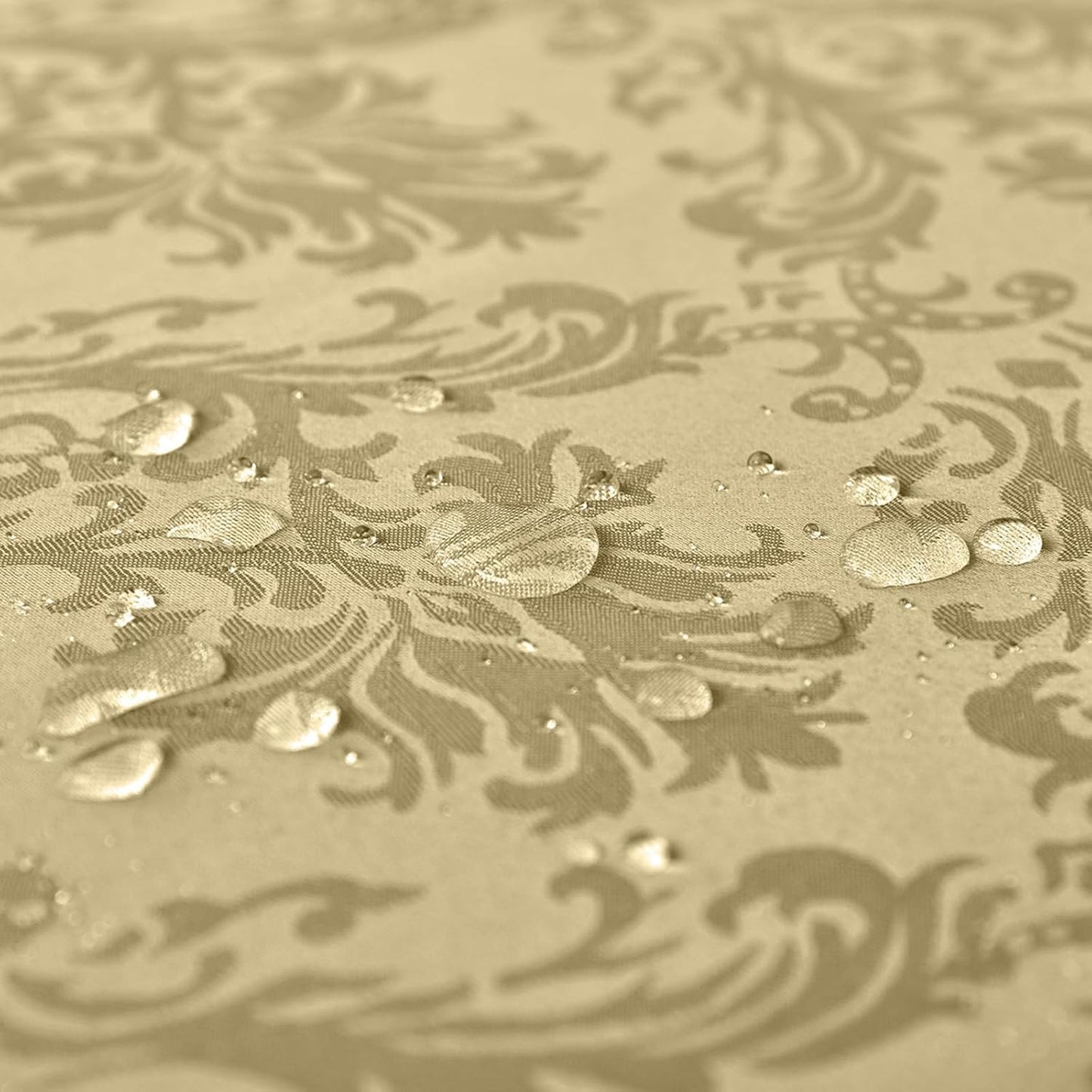 SASTYBALE Rectangle Jacquard Tablecloth - 60 x 102 Inch Spill Proof Wrinkle Resistant Damask Table Cloth, Soft Polyester Oblong Table Cover for Kitchen Parties Farmhouse, Gold