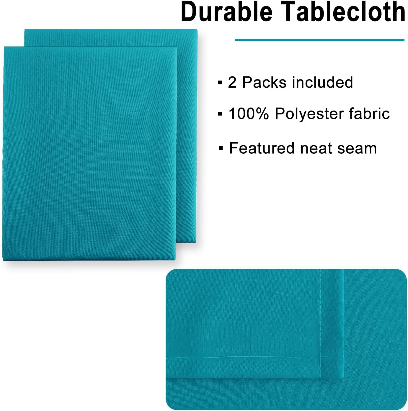 Hiasan 2 Pieces Turquoise Rectangle Tablecloth - Water Resistant and Spillproof Dining Room Washable Fabric Table Cloth for Dining Room, Polyester, 60 x 84 Inch