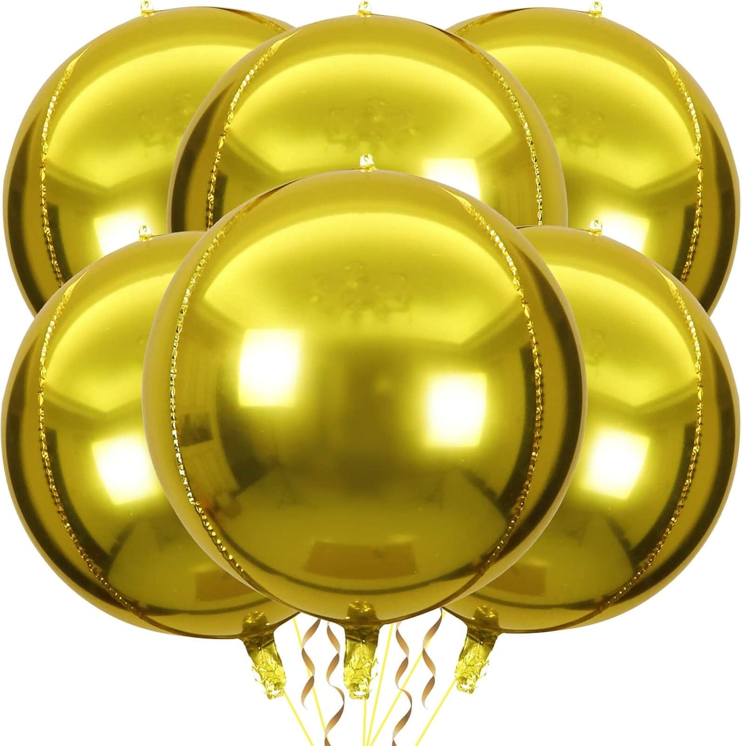 6 Pack Gold Balloons 22 Inch 4D Big Round Foil Balloons Gold Metallic Balloons for Wedding Birthday Bridal Shower Baby Shower Decorations Party Supplies