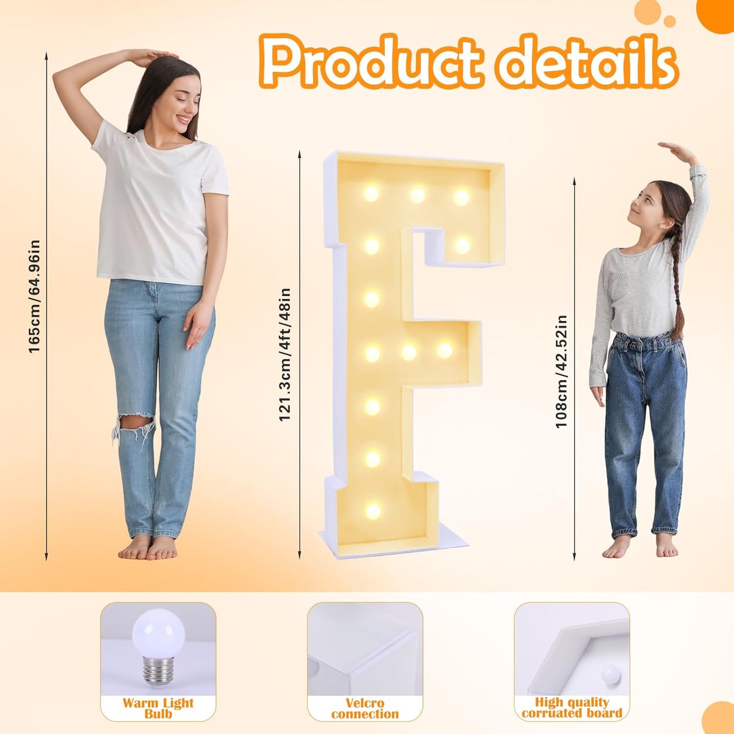 4ft Marquee for Letters F, Large Light up Letters, Multifunctional Large Marquee for Letters 4 Feet Tall for Party Decorations, Letter Balloons, Wedding Decor, Proposal Decorations (Letters F)