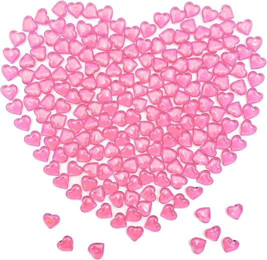 200pcs Pink Hearts Vase Filler Valentines Day Decorations, Acrylic Hearts Shaped Valentines Day Decor Plastic Heart Table Decor Pink