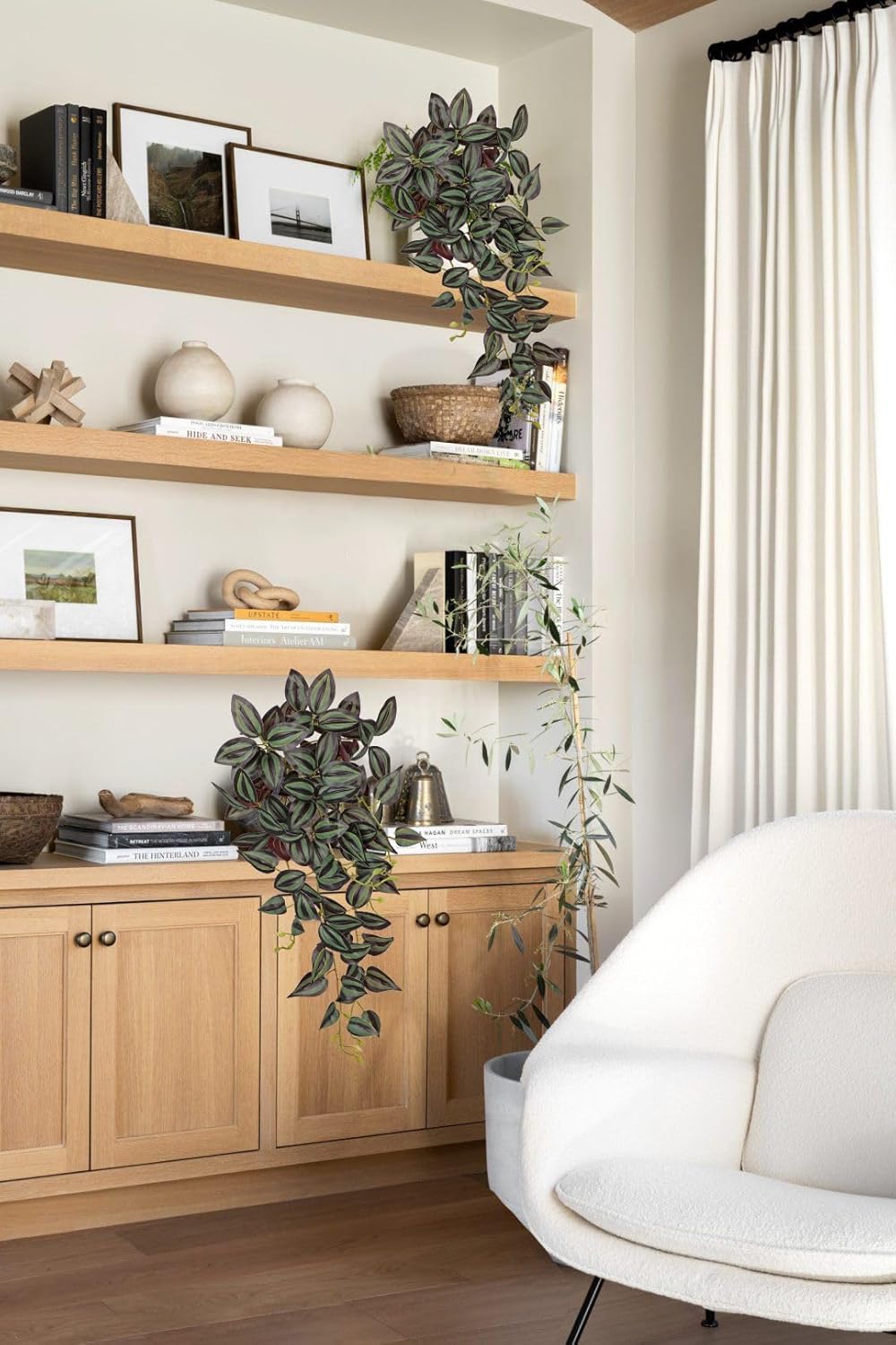 DILATATA Fake Hanging Plants Artificial Hanging Plants 26" Faux Wandering Jew Hangings Leaves Plant for Wall Shelf Home Indoor Outdoor Decor - 2 Pack