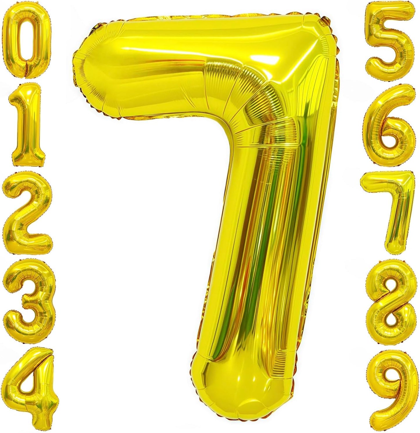 Gold 7 Balloon Number,40 Inch Number 7 Balloon Large Gold 7 Foil Mylar Helium Balloon for Birthday Party Decorations