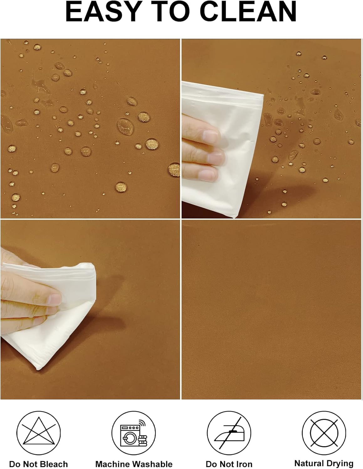 Fokitut 2 Pack Waterproof Rectangle Tablecloth, 90x132 Inch,Stain Resistant and Wrinkle Polyester Table Cloth, Fabric Table Cover for Kitchen Dining, Wedding, Party, Holiday Dinner-Gold