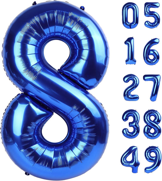 40 Inch Big Dark Blue 8 Balloon Number Foil Helium Number Balloons 0-9 Jumbo Giant Happy 8th 18 28 Birthday Party Decorations for Boy or Girl Huge Mylar Anniversary Wedding Party Supplies